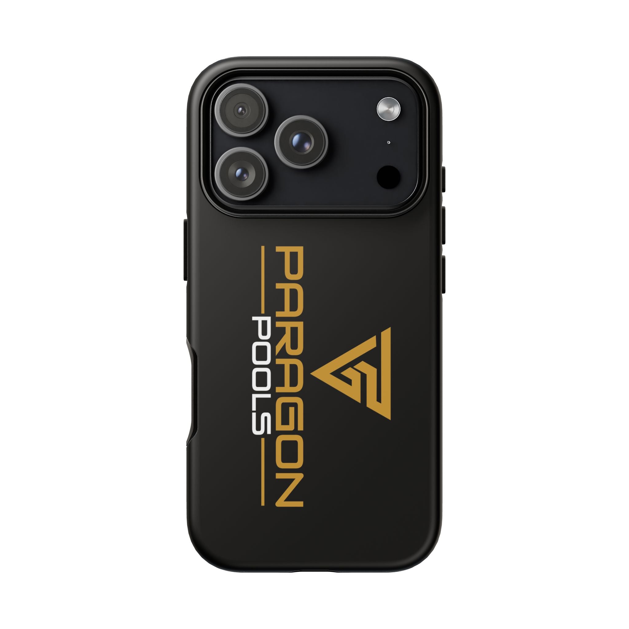 Paragon Pools Tough Phone Case — Rugged Black Protective Cover with Gold Logo