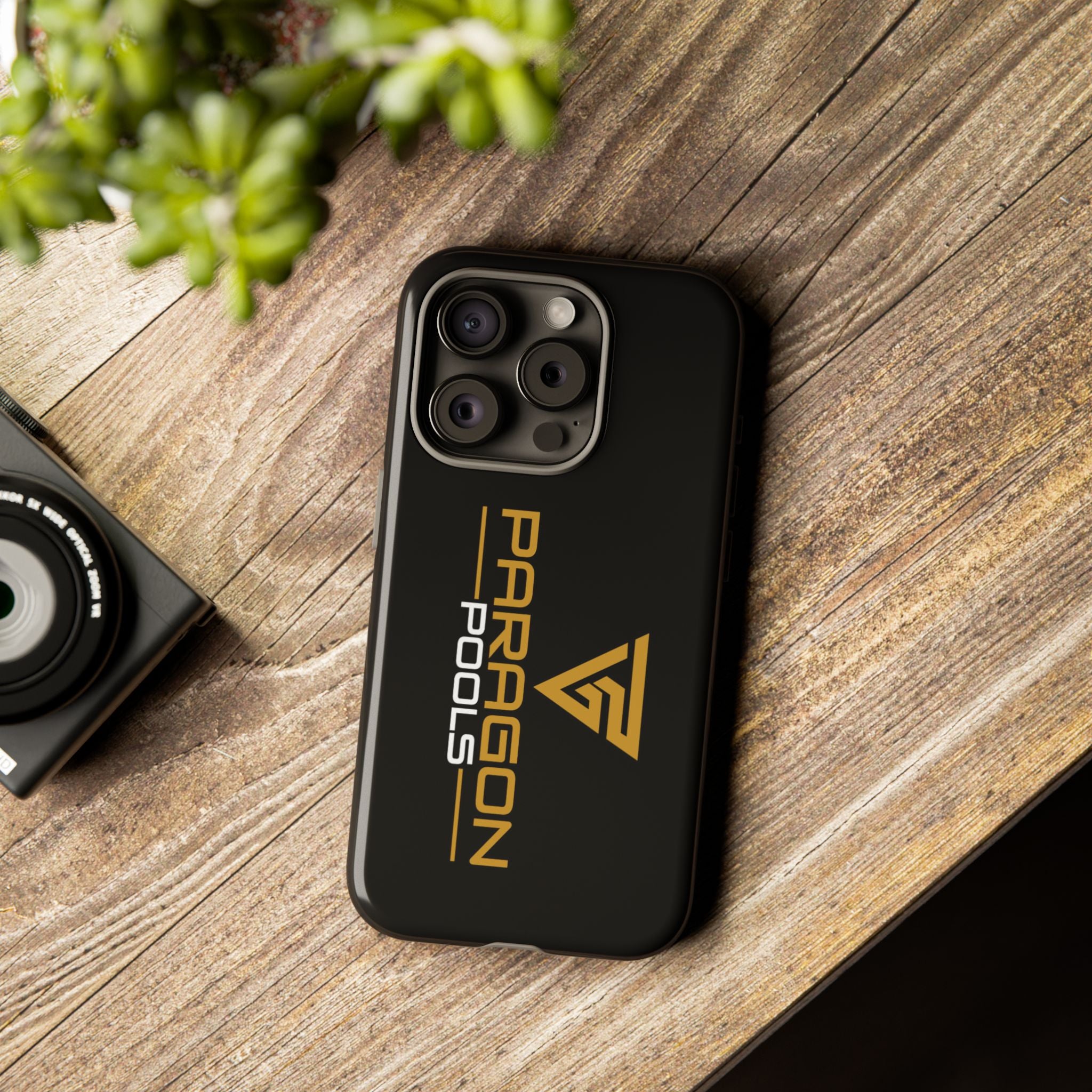 Paragon Pools Tough Phone Case — Rugged Black Protective Cover with Gold Logo