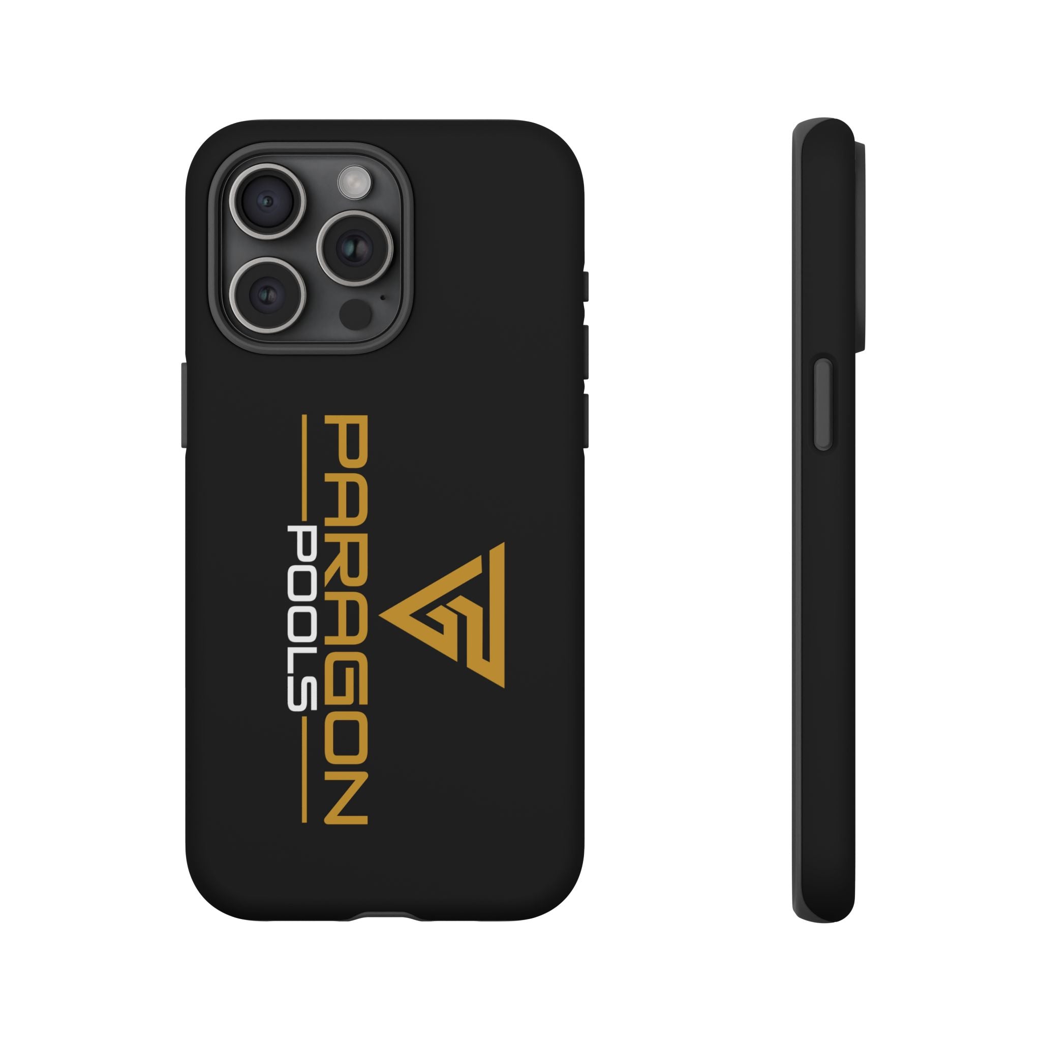 Paragon Pools Tough Phone Case — Rugged Black Protective Cover with Gold Logo