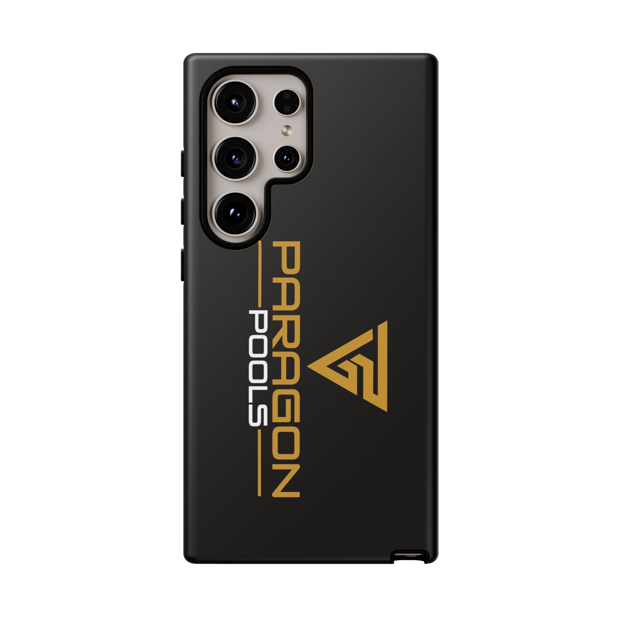 Paragon Pools Tough Phone Case — Rugged Black Protective Cover with Gold Logo