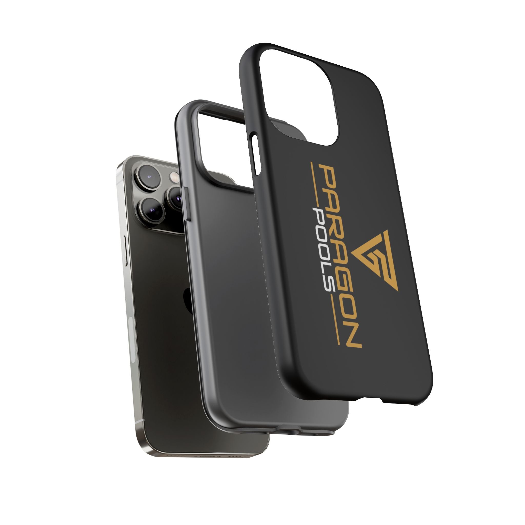 Paragon Pools Tough Phone Case — Rugged Black Protective Cover with Gold Logo