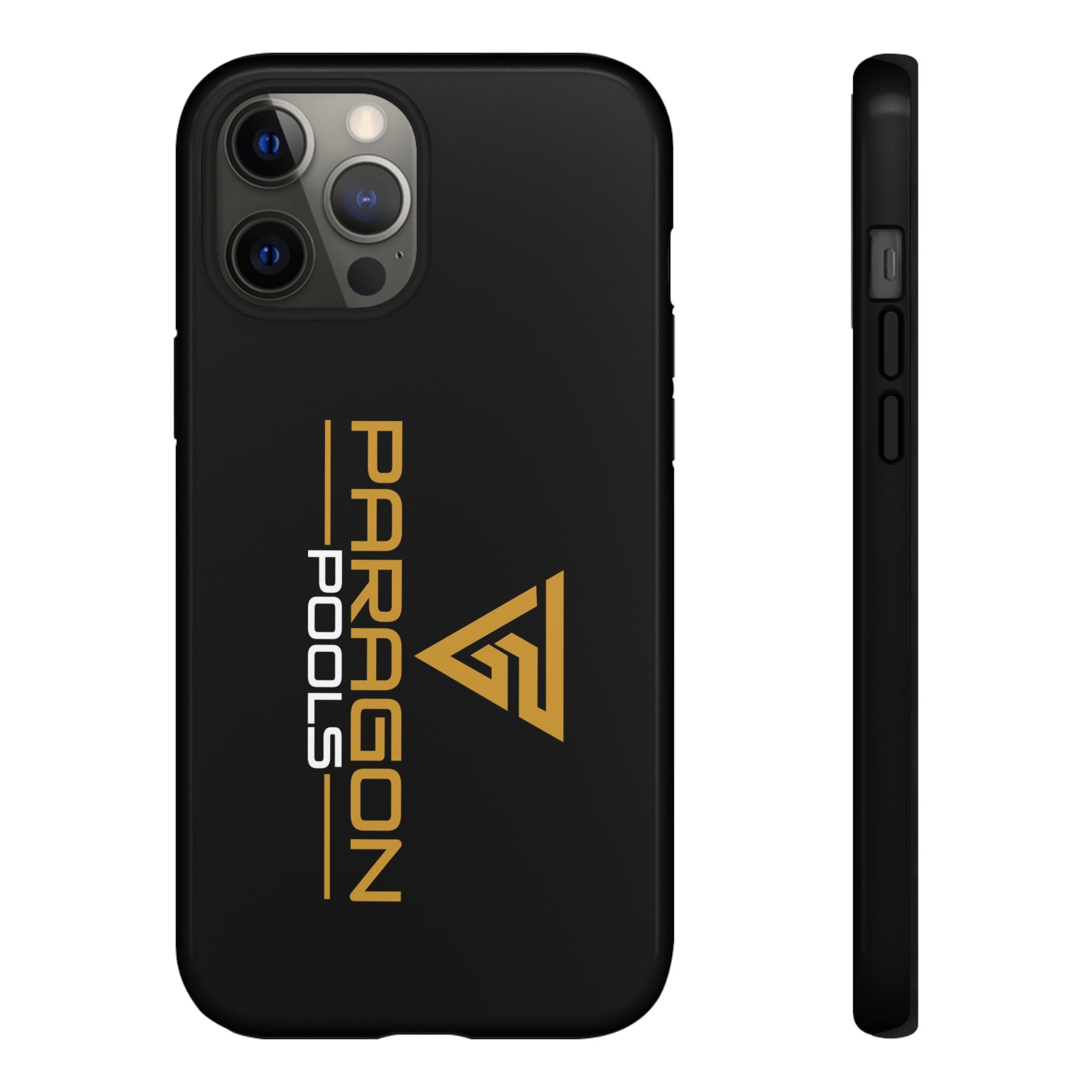 Paragon Pools Tough Phone Case — Rugged Black Protective Cover with Gold Logo