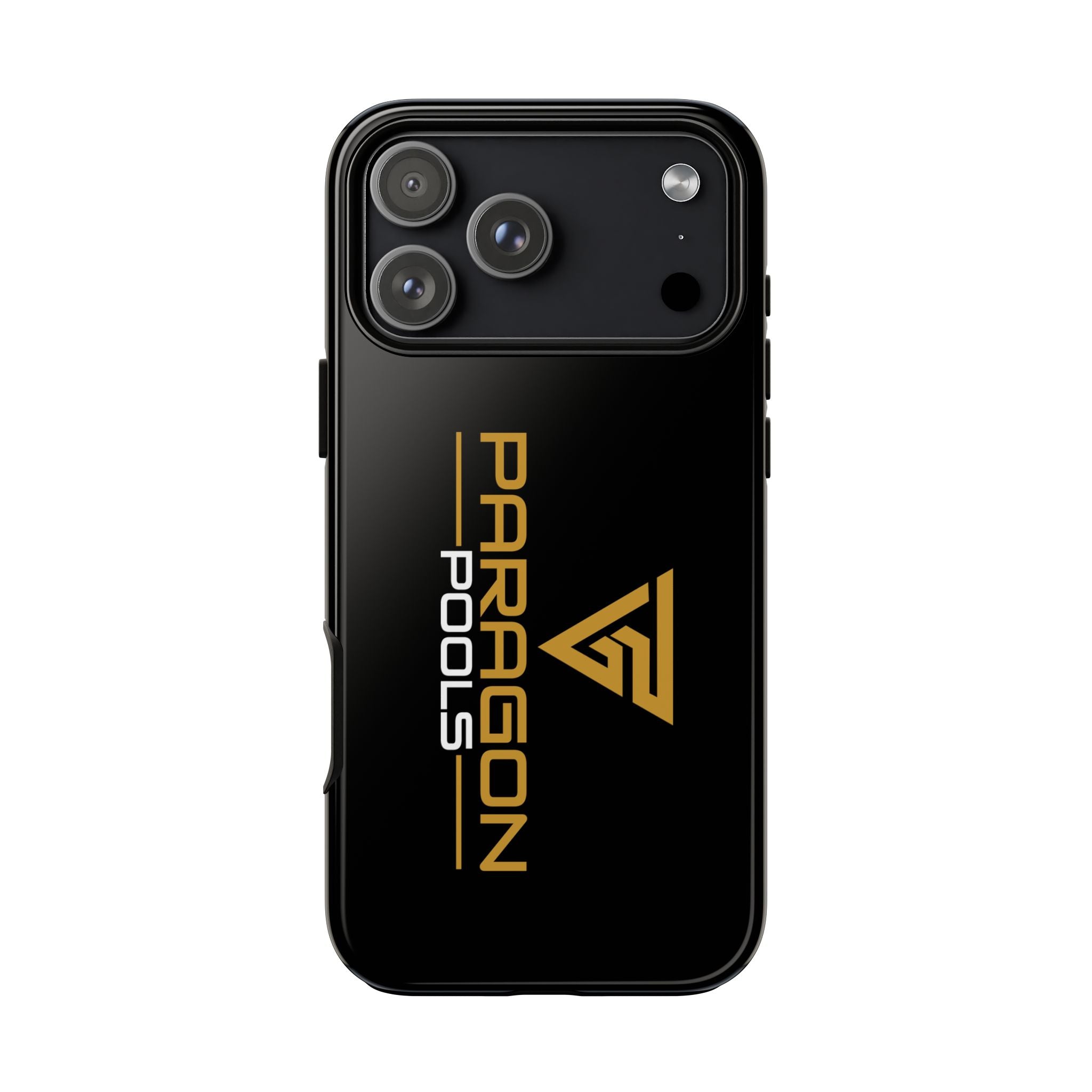 Paragon Pools Tough Phone Case — Rugged Black Protective Cover with Gold Logo