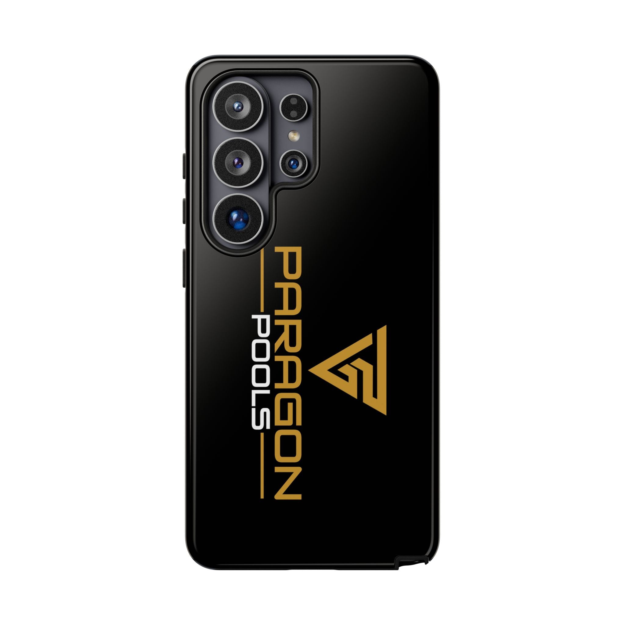 Paragon Pools Tough Phone Case — Rugged Black Protective Cover with Gold Logo