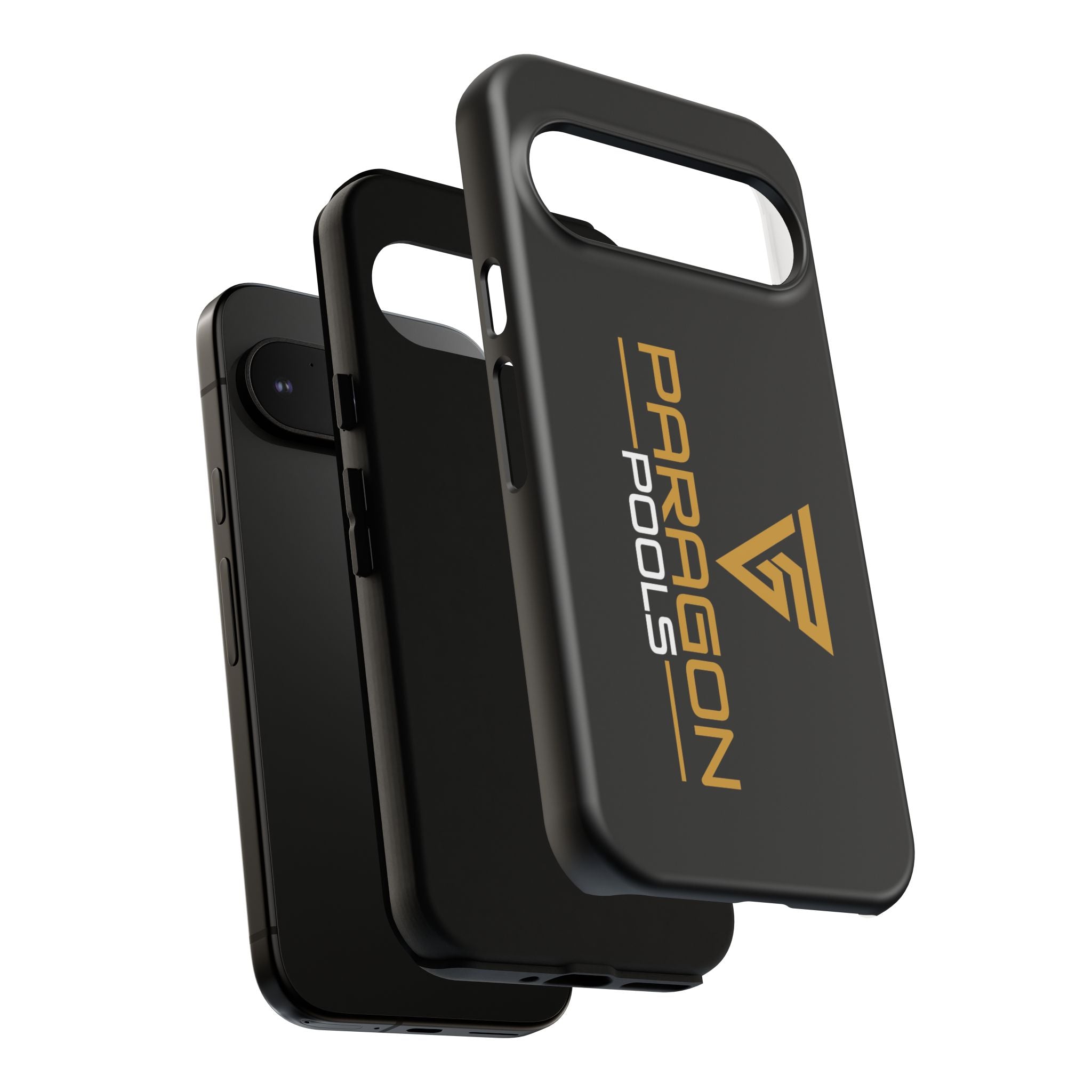 Paragon Pools Tough Phone Case — Rugged Black Protective Cover with Gold Logo