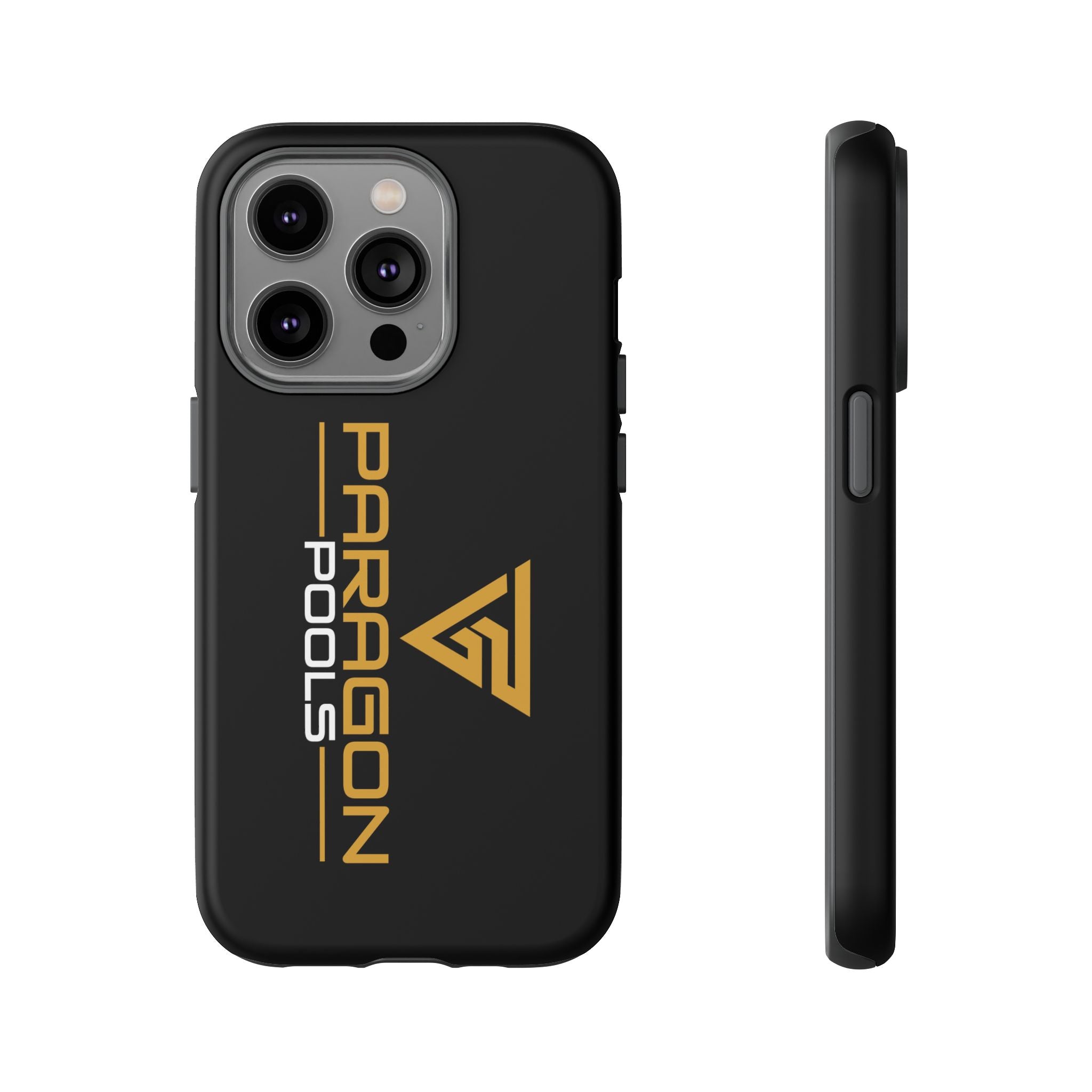 Paragon Pools Tough Phone Case — Rugged Black Protective Cover with Gold Logo