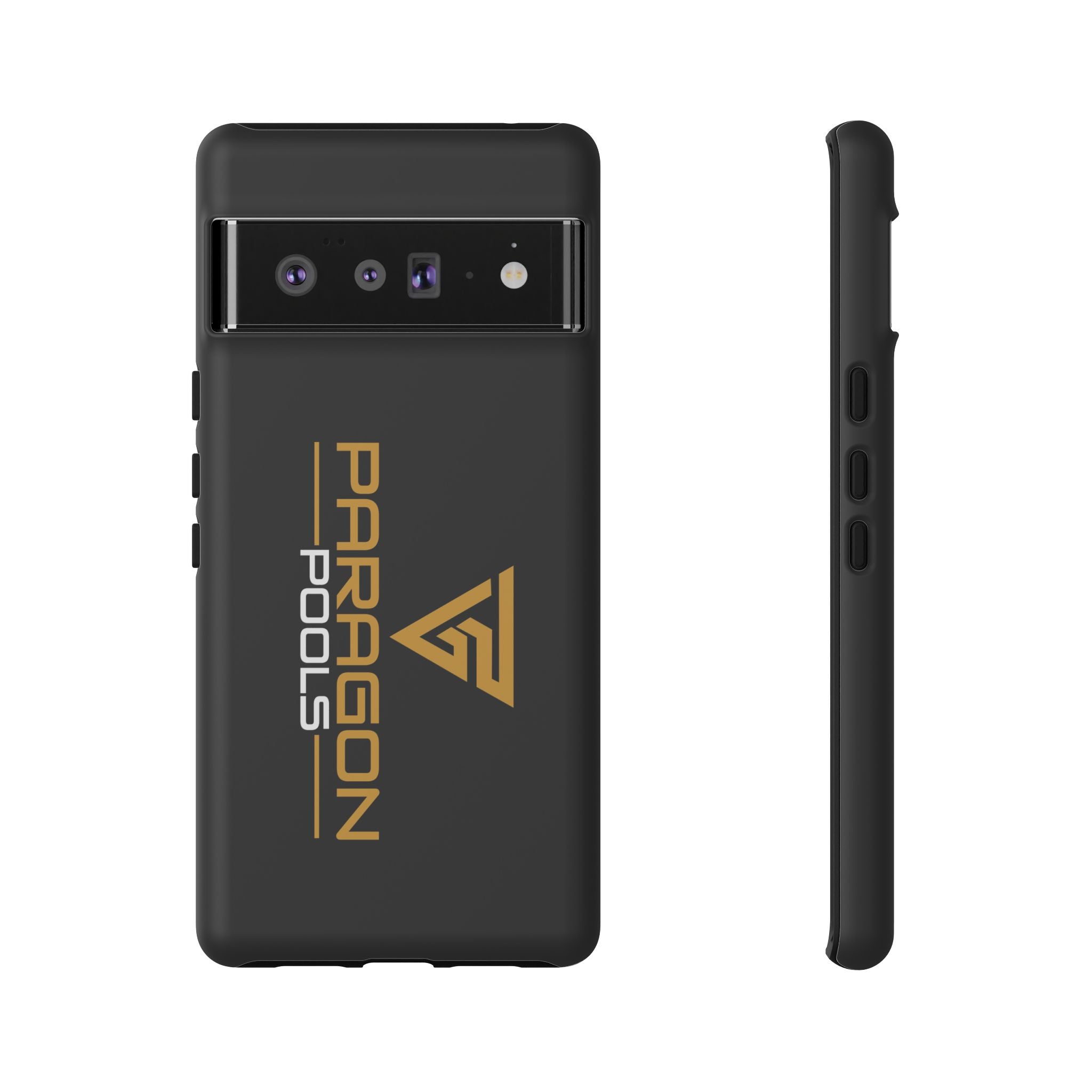 Paragon Pools Tough Phone Case — Rugged Black Protective Cover with Gold Logo