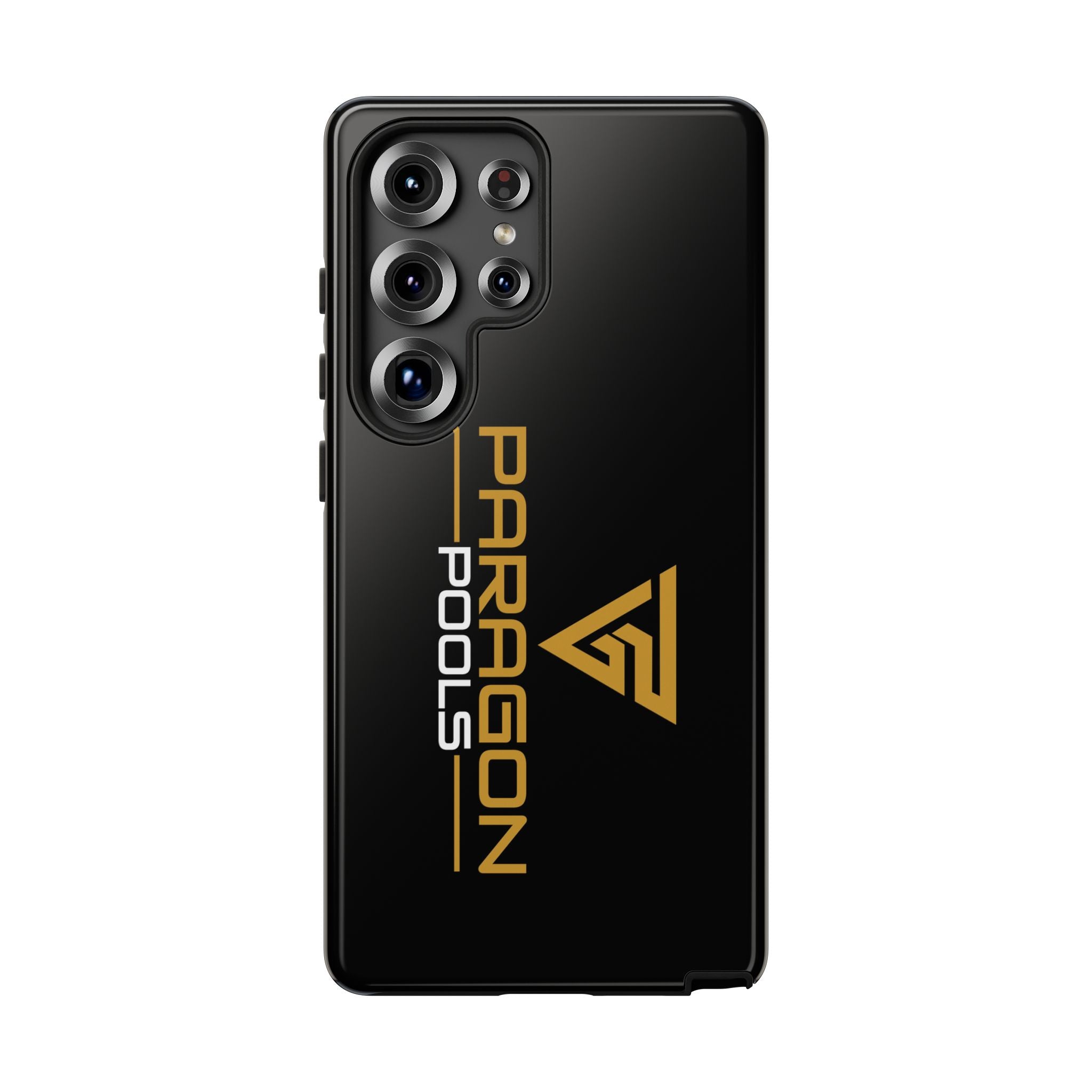 Paragon Pools Tough Phone Case — Rugged Black Protective Cover with Gold Logo