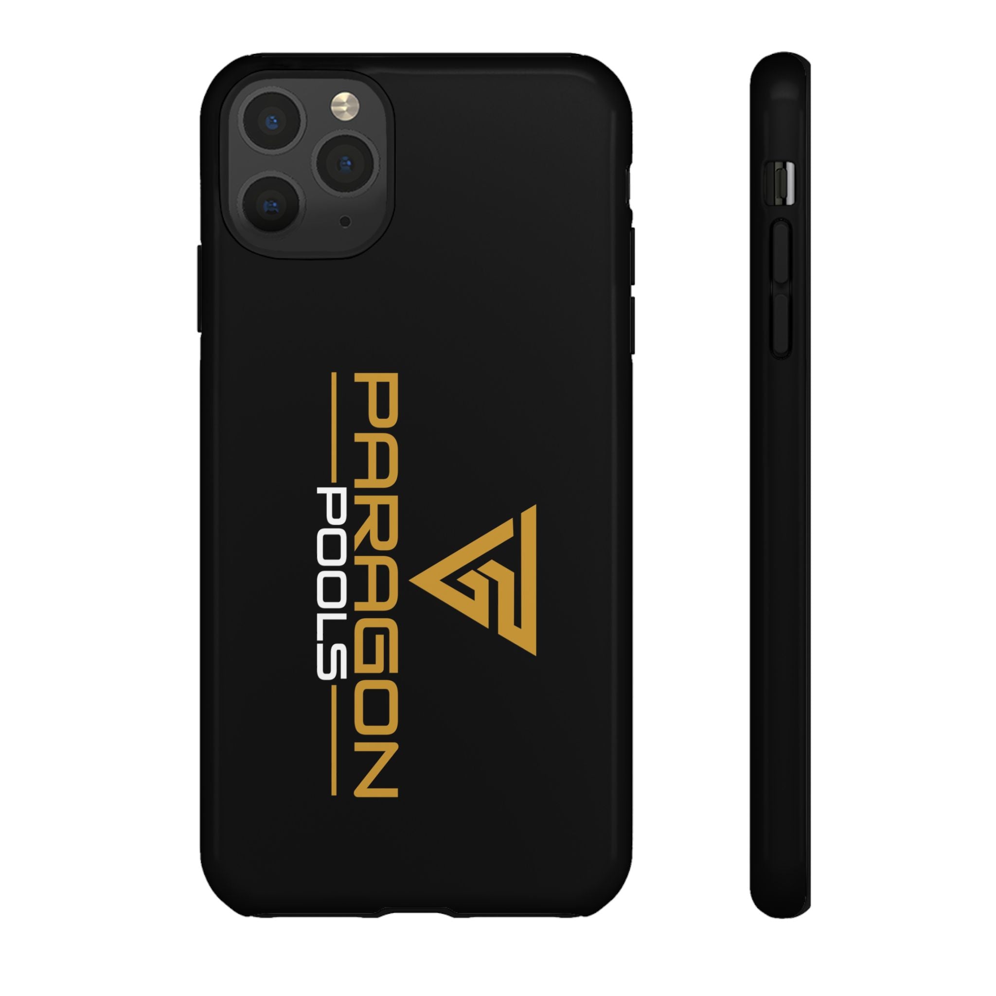 Paragon Pools Tough Phone Case — Rugged Black Protective Cover with Gold Logo