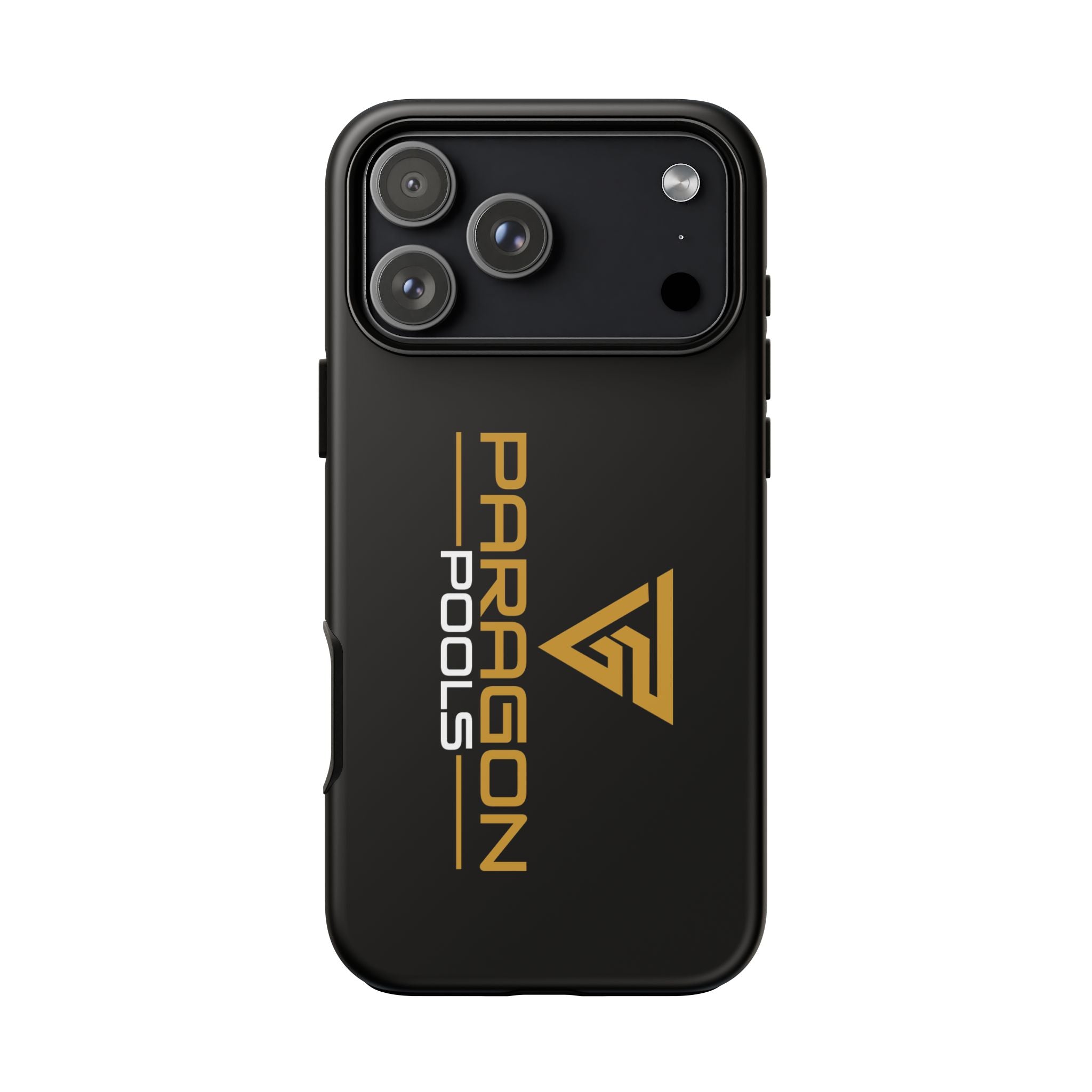 Paragon Pools Tough Phone Case — Rugged Black Protective Cover with Gold Logo