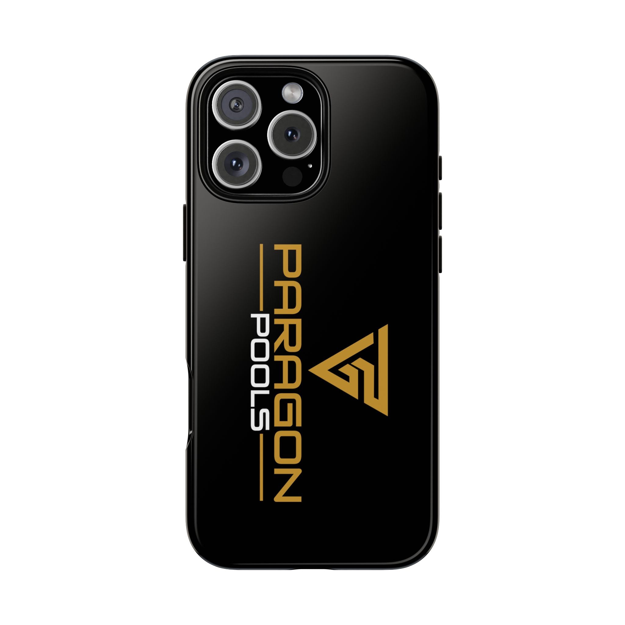 Paragon Pools Tough Phone Case — Rugged Black Protective Cover with Gold Logo