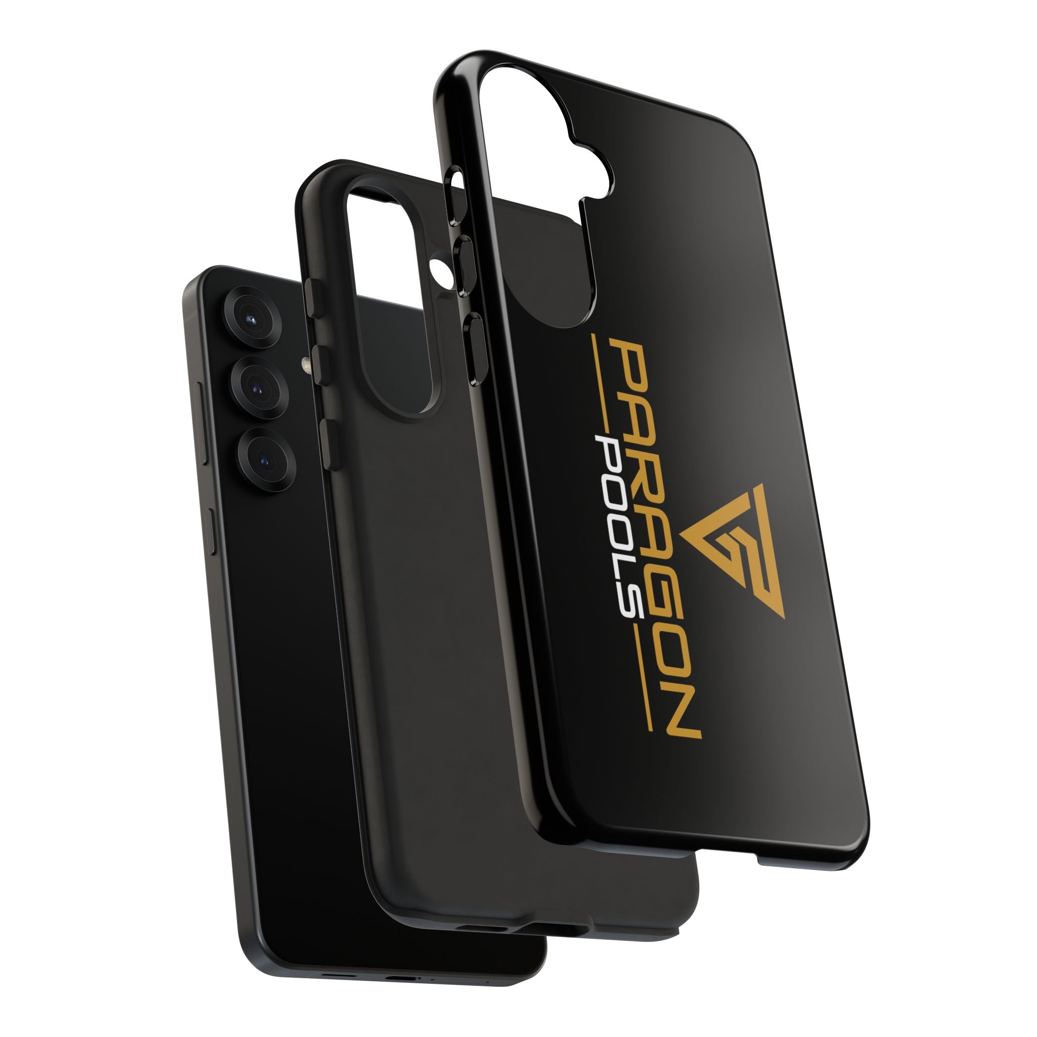 Paragon Pools Tough Phone Case — Rugged Black Protective Cover with Gold Logo