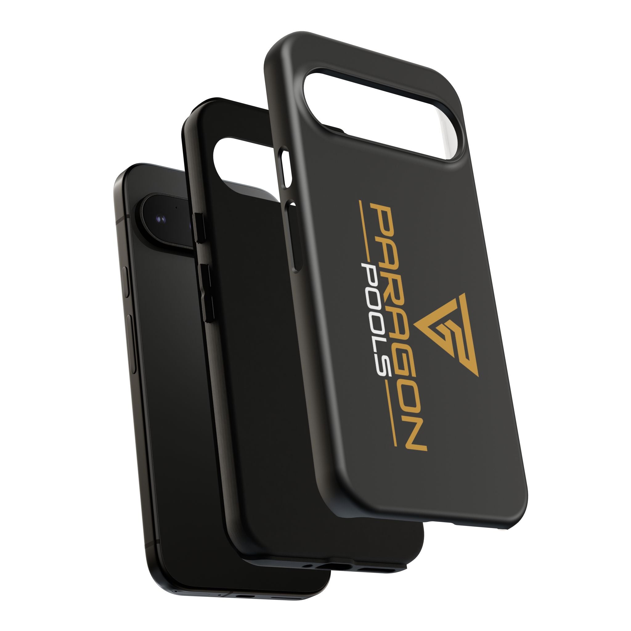 Paragon Pools Tough Phone Case — Rugged Black Protective Cover with Gold Logo