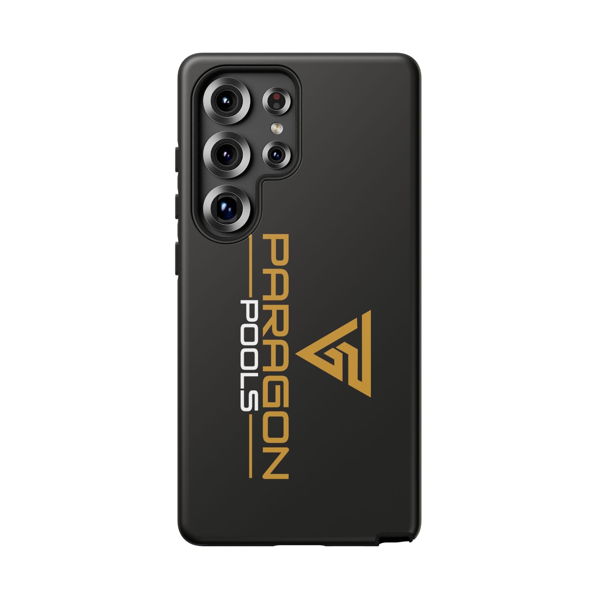 Paragon Pools Tough Phone Case — Rugged Black Protective Cover with Gold Logo