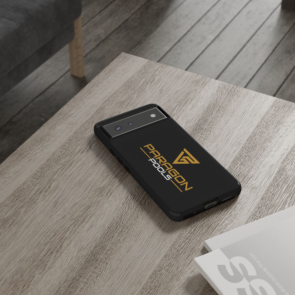 Paragon Pools Tough Phone Case — Rugged Black Protective Cover with Gold Logo