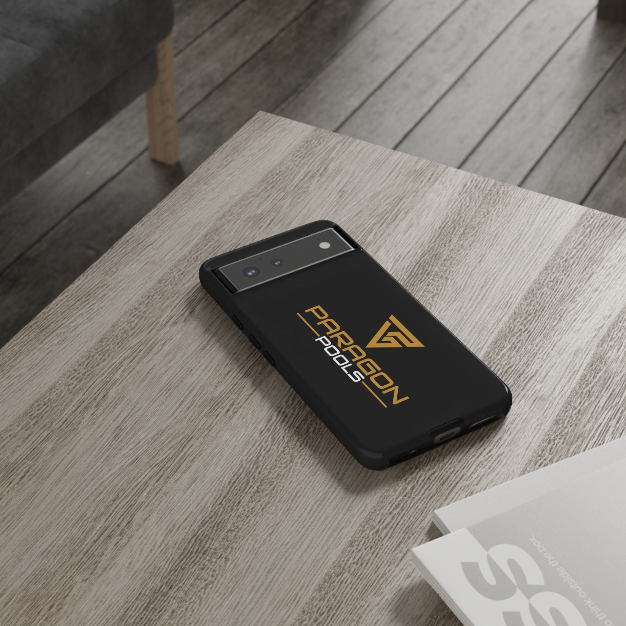 Paragon Pools Tough Phone Case — Rugged Black Protective Cover with Gold Logo