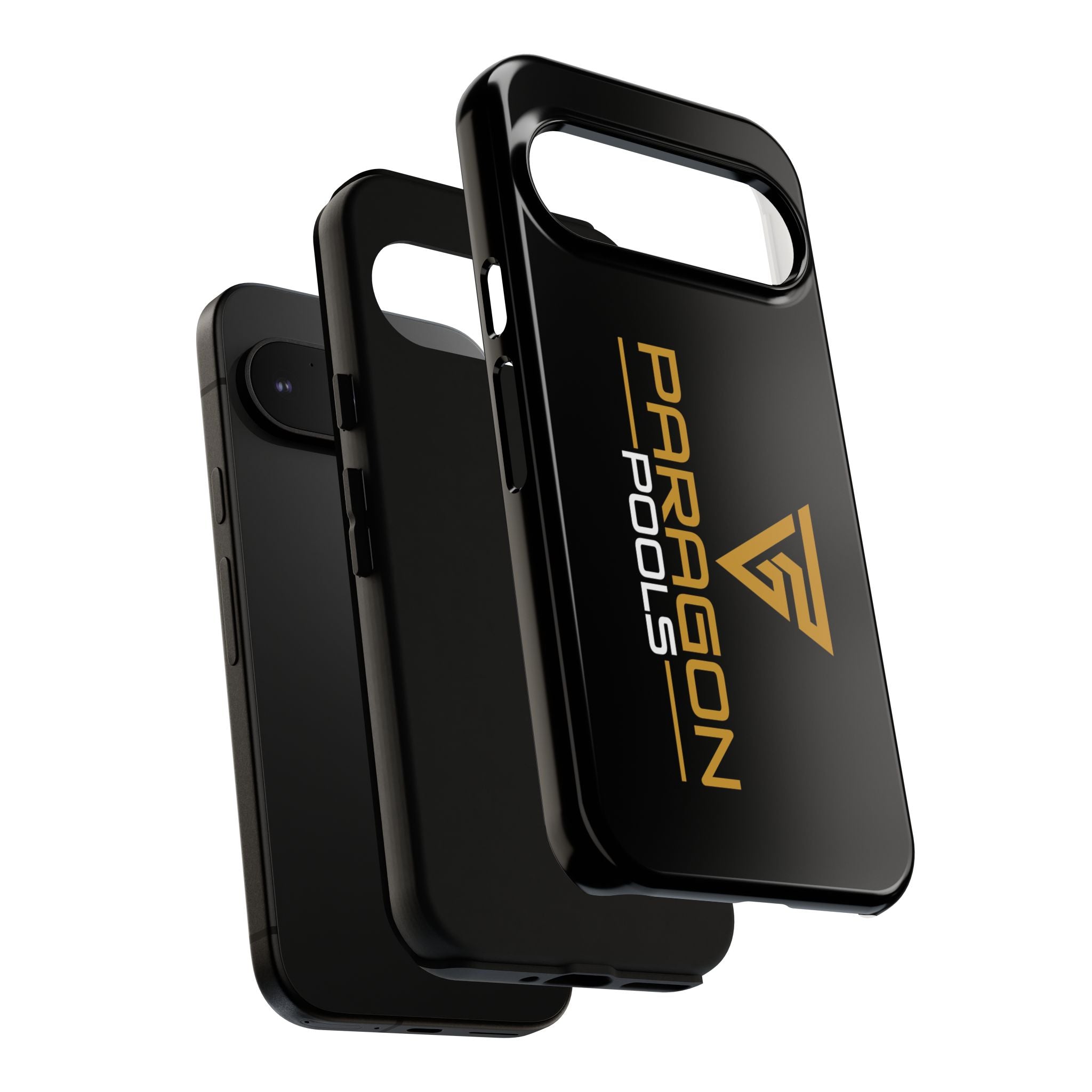 Paragon Pools Tough Phone Case — Rugged Black Protective Cover with Gold Logo