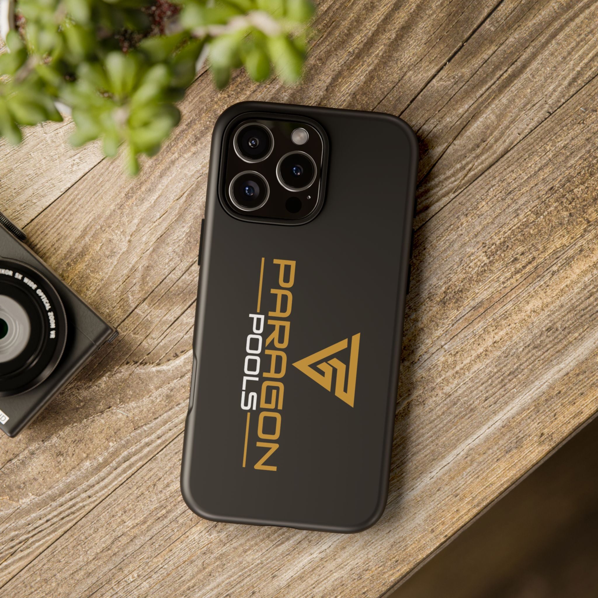Paragon Pools Tough Phone Case — Rugged Black Protective Cover with Gold Logo