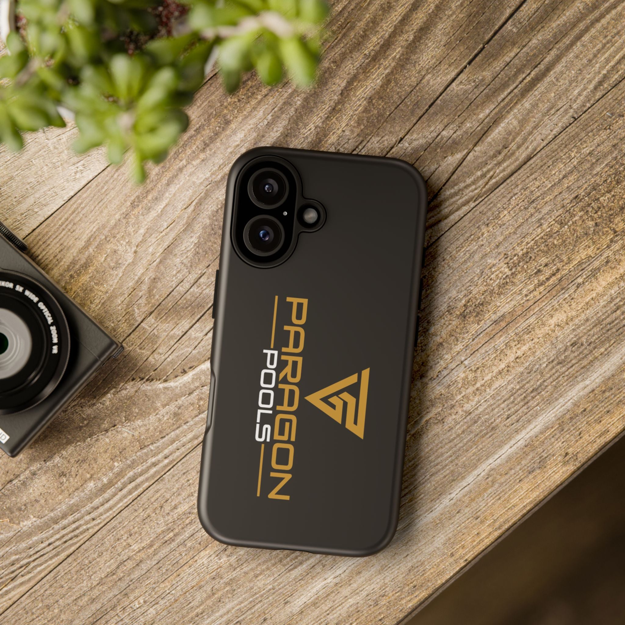 Paragon Pools Tough Phone Case — Rugged Black Protective Cover with Gold Logo