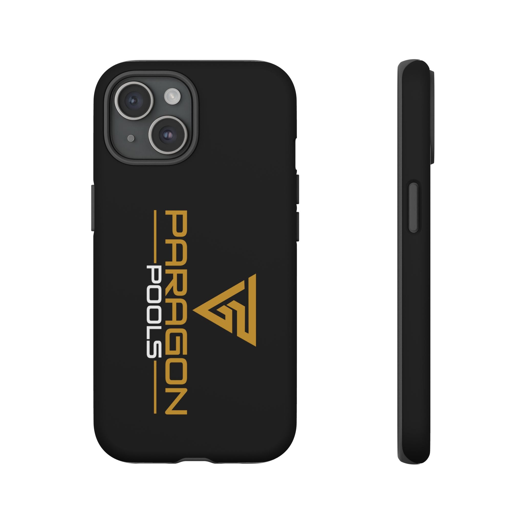 Paragon Pools Tough Phone Case — Rugged Black Protective Cover with Gold Logo