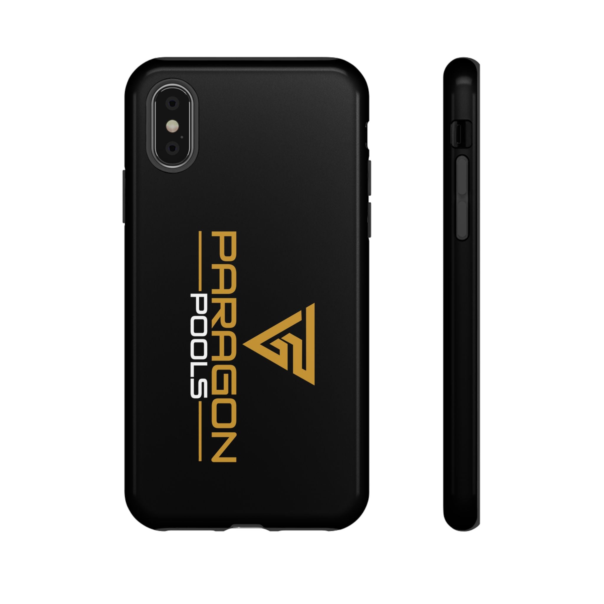 Paragon Pools Tough Phone Case — Rugged Black Protective Cover with Gold Logo