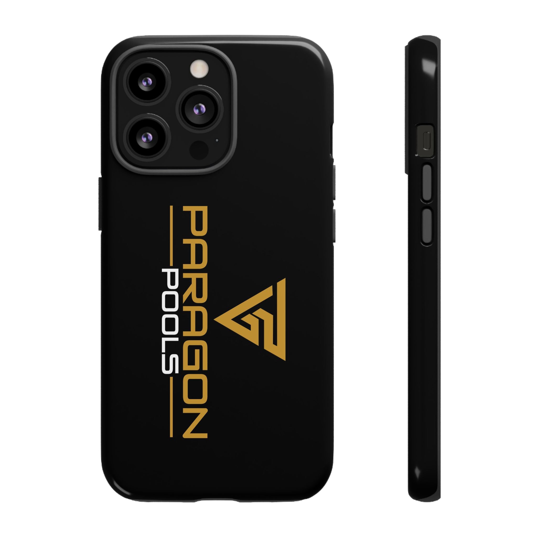 Paragon Pools Tough Phone Case — Rugged Black Protective Cover with Gold Logo