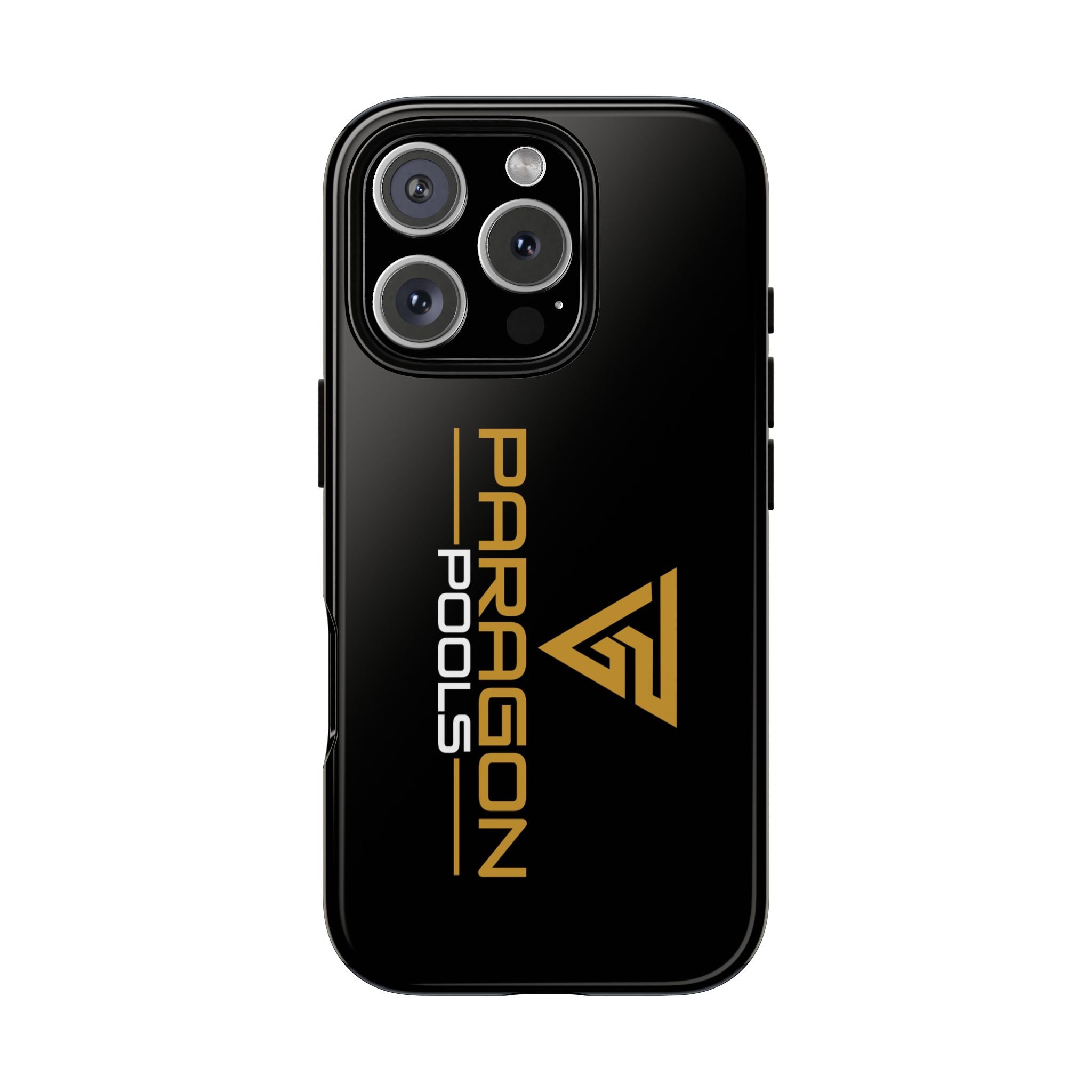 Paragon Pools Tough Phone Case — Rugged Black Protective Cover with Gold Logo