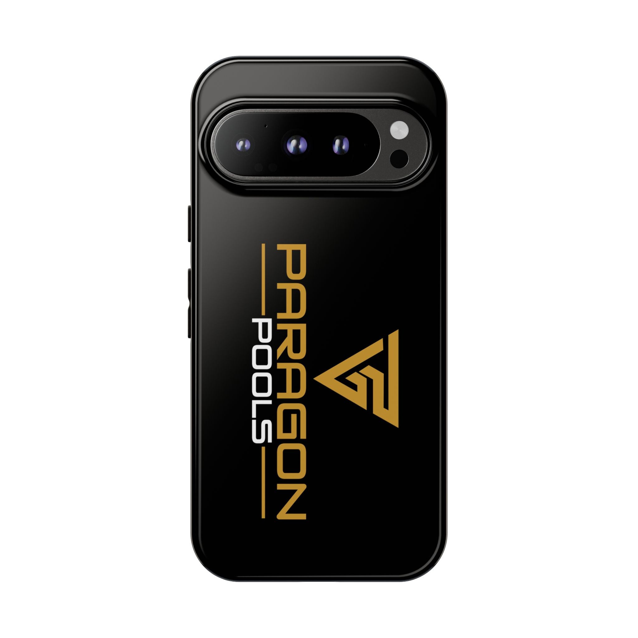 Paragon Pools Tough Phone Case — Rugged Black Protective Cover with Gold Logo