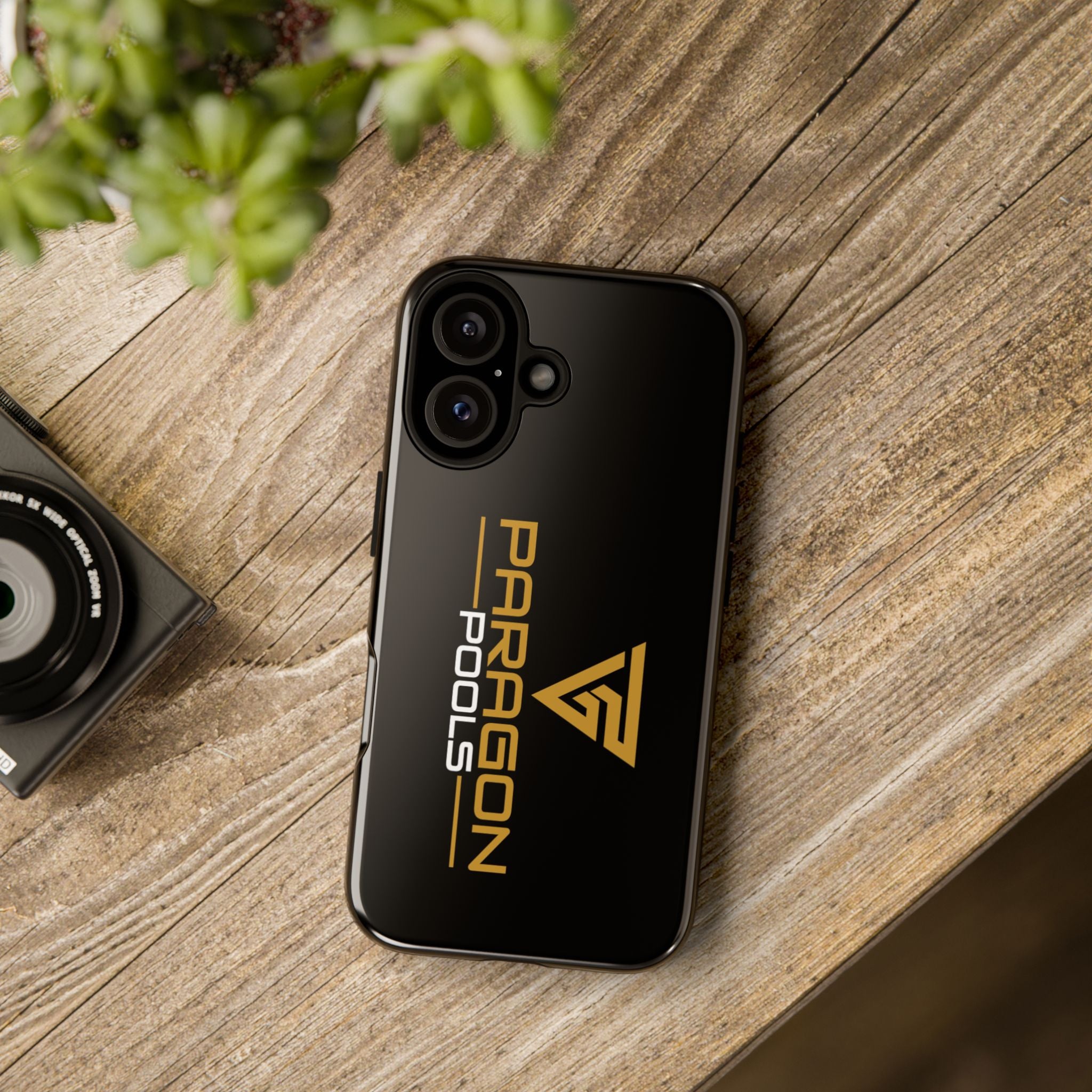 Paragon Pools Tough Phone Case — Rugged Black Protective Cover with Gold Logo