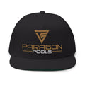 Embroidered Flat Bill Cap — Paragon Pools Logo Snapback