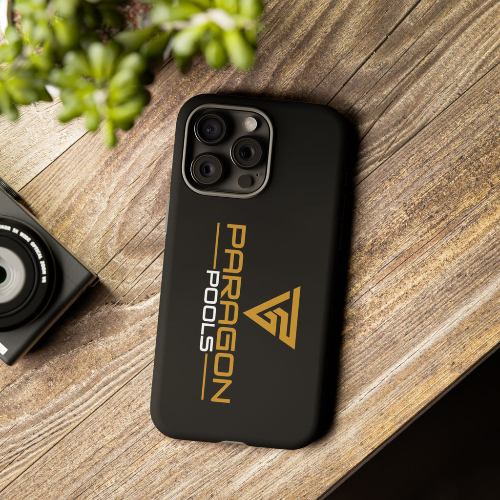 Paragon Pools Tough Phone Case — Rugged Black Protective Cover with Gold Logo