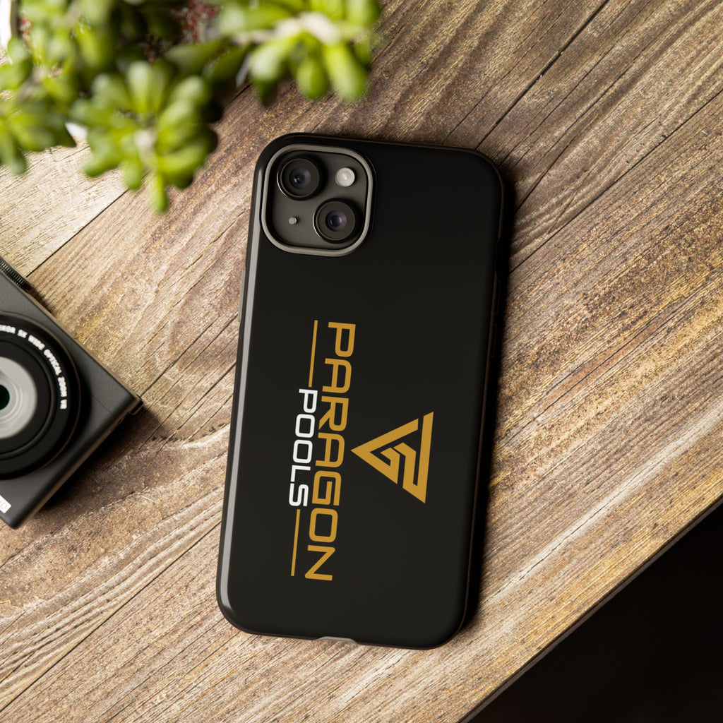 Paragon Pools Tough Phone Case — Rugged Black Protective Cover with Gold Logo