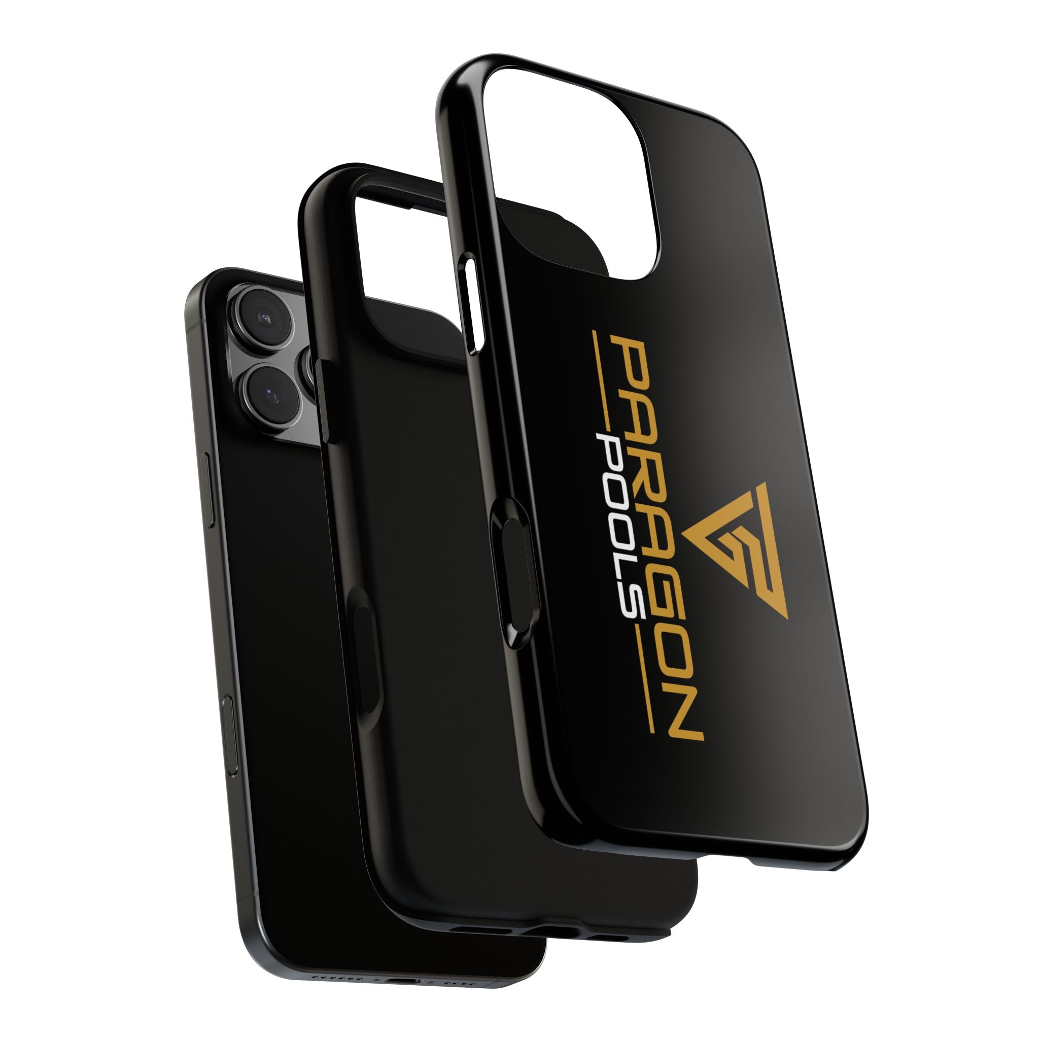 Paragon Pools Tough Phone Case — Rugged Black Protective Cover with Gold Logo