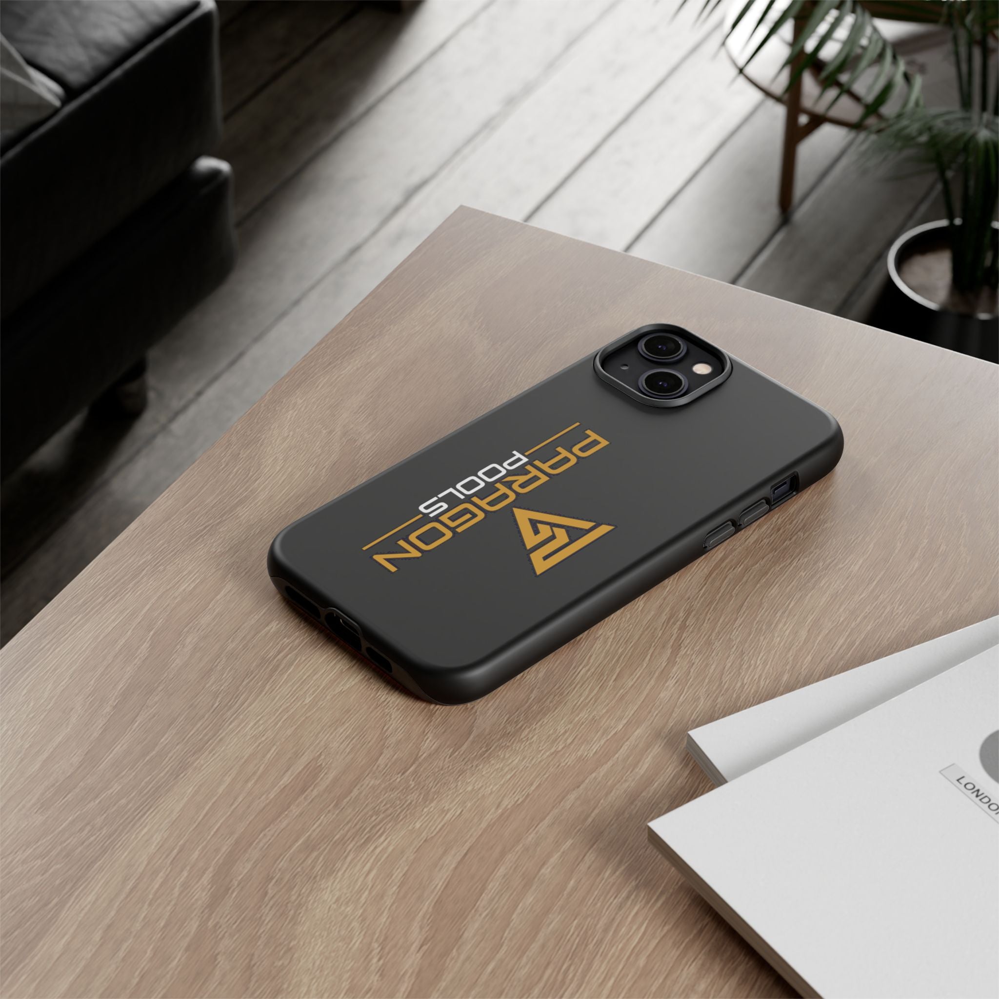 Paragon Pools Tough Phone Case — Rugged Black Protective Cover with Gold Logo