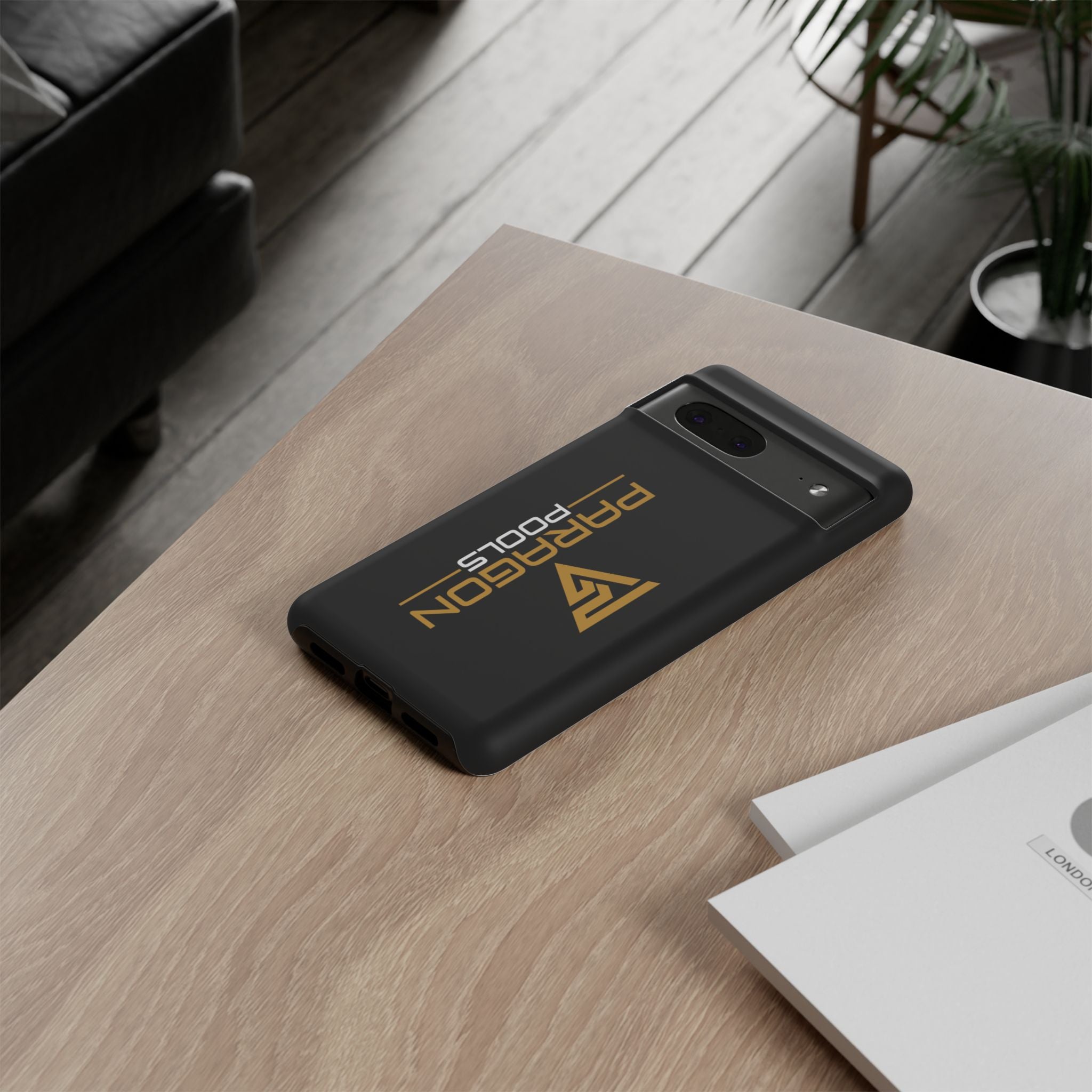 Paragon Pools Tough Phone Case — Rugged Black Protective Cover with Gold Logo