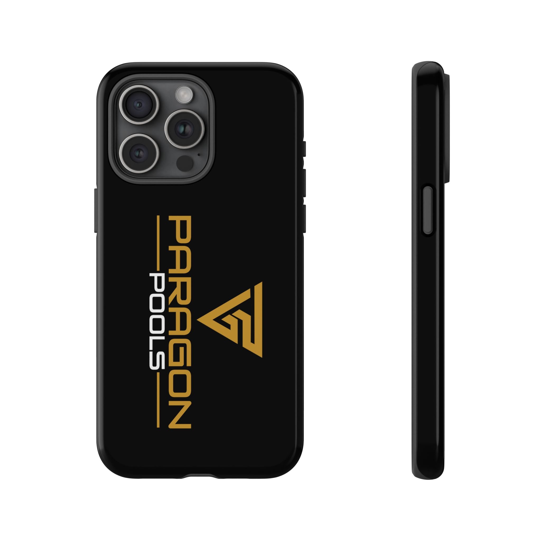 Paragon Pools Tough Phone Case — Rugged Black Protective Cover with Gold Logo