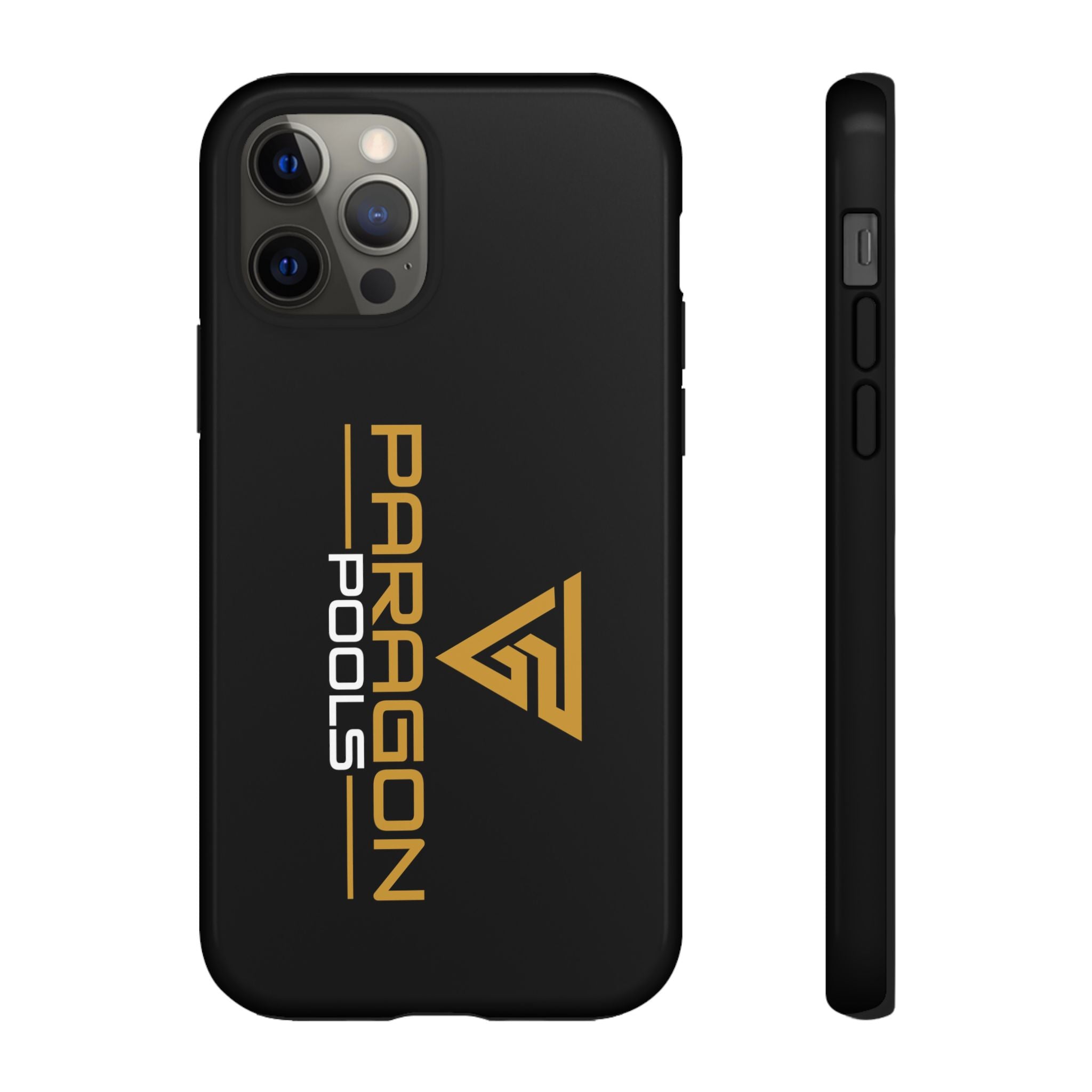 Paragon Pools Tough Phone Case — Rugged Black Protective Cover with Gold Logo