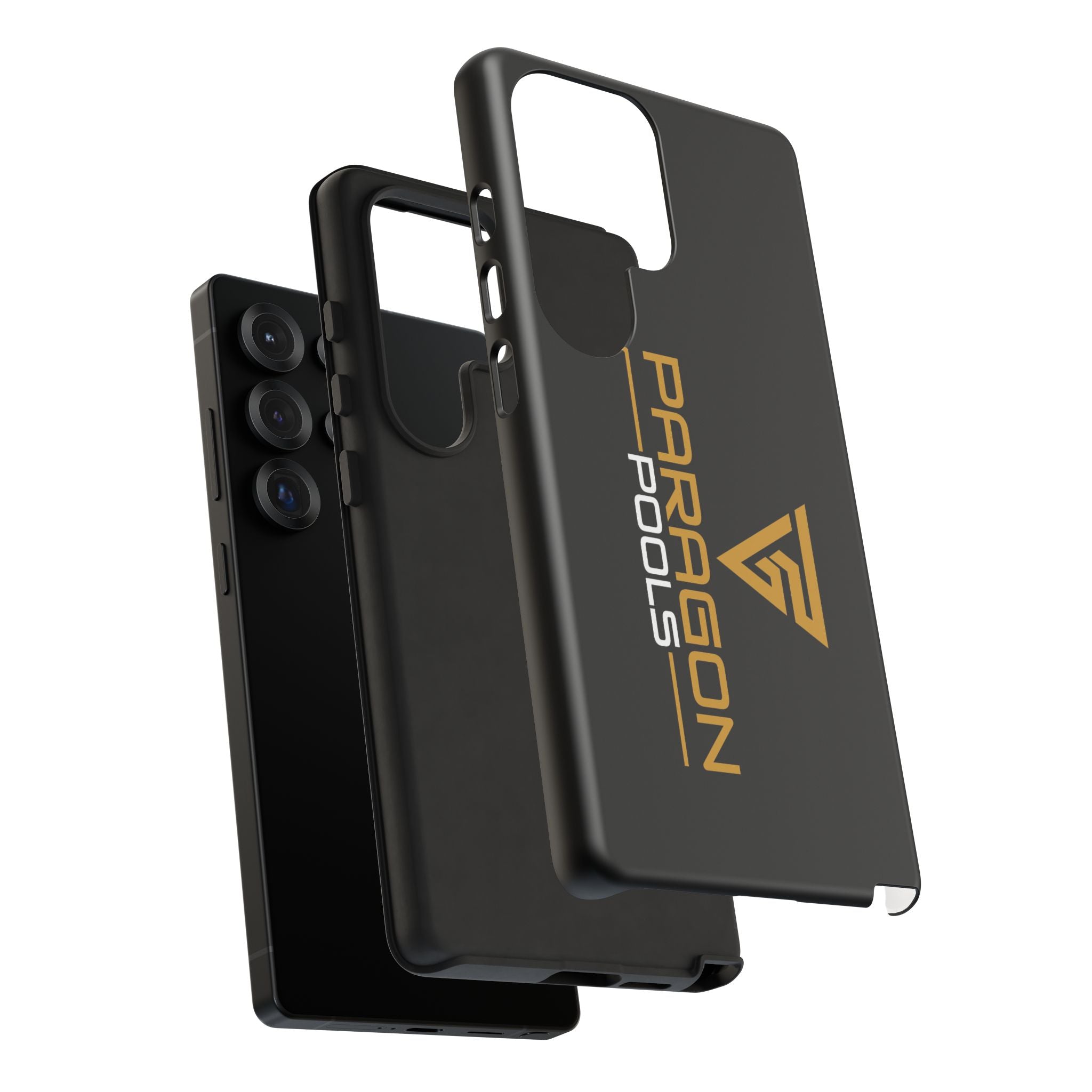 Paragon Pools Tough Phone Case — Rugged Black Protective Cover with Gold Logo