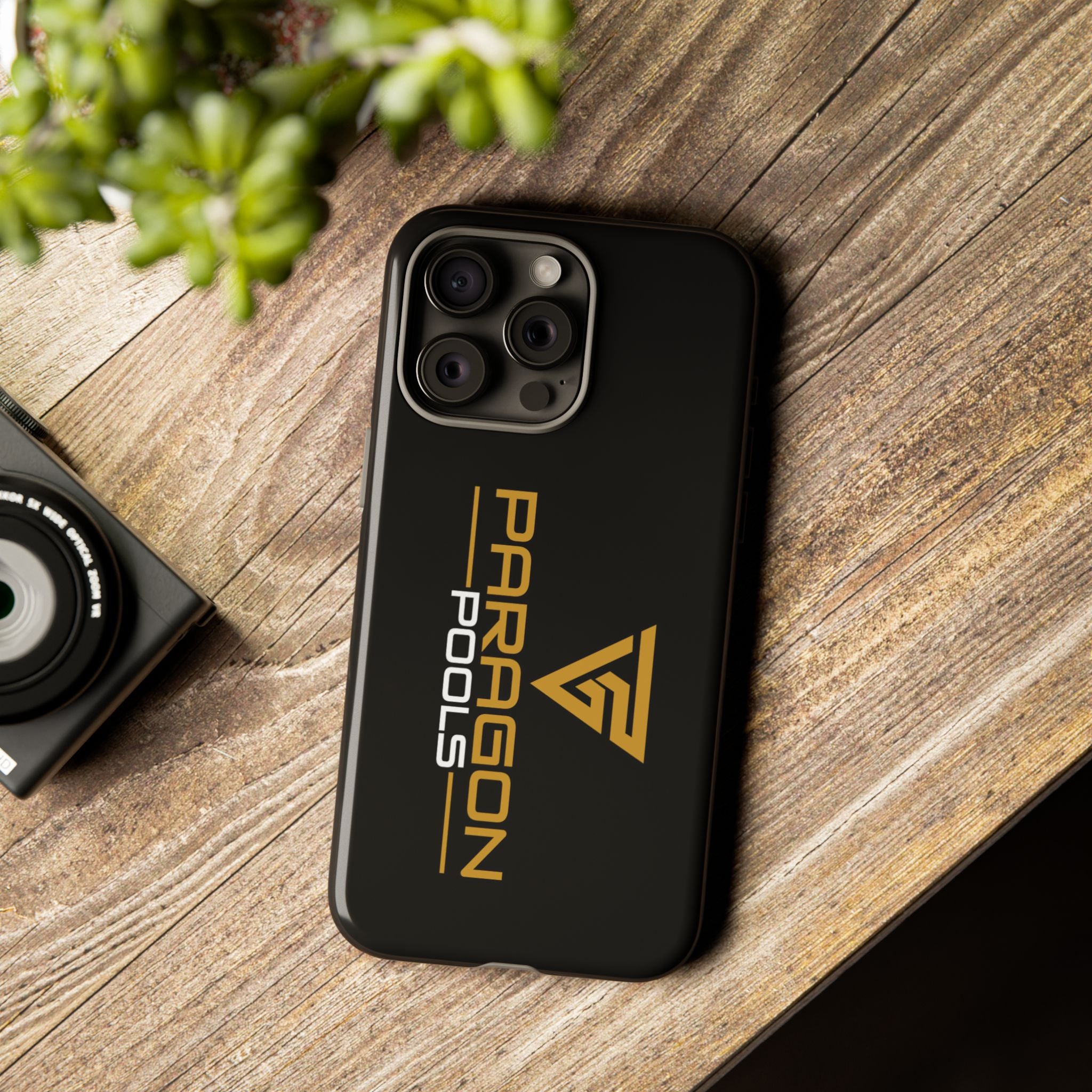 Paragon Pools Tough Phone Case — Rugged Black Protective Cover with Gold Logo