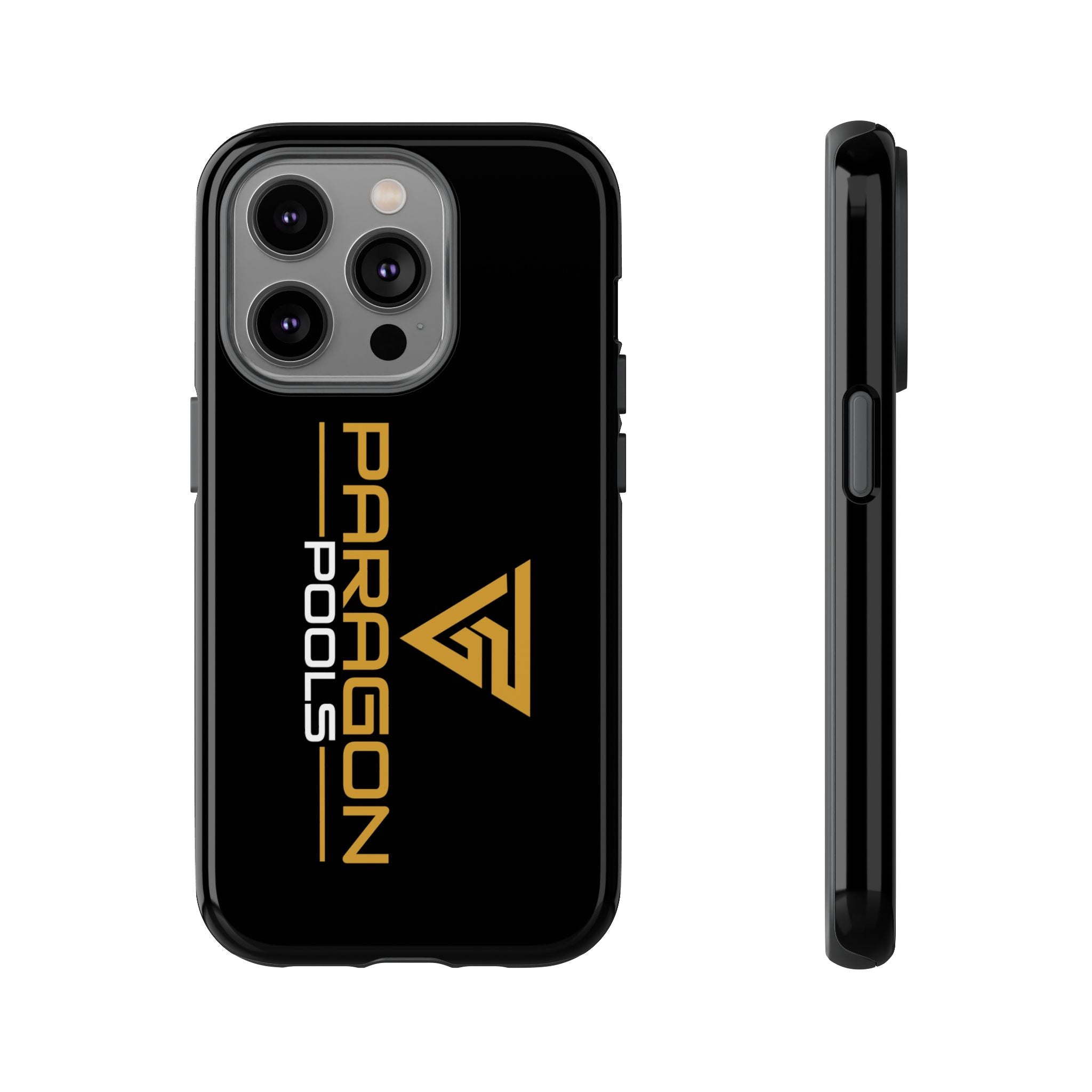 Paragon Pools Tough Phone Case — Rugged Black Protective Cover with Gold Logo
