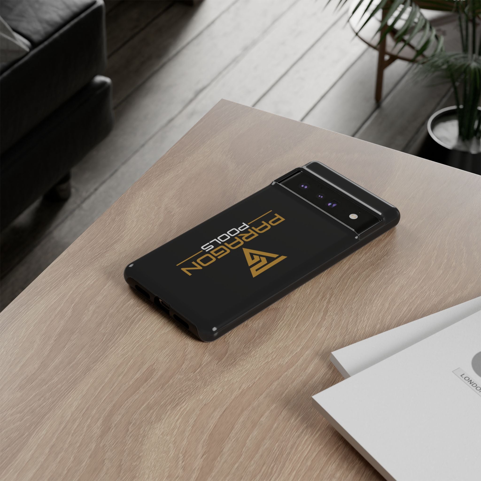 Paragon Pools Tough Phone Case — Rugged Black Protective Cover with Gold Logo