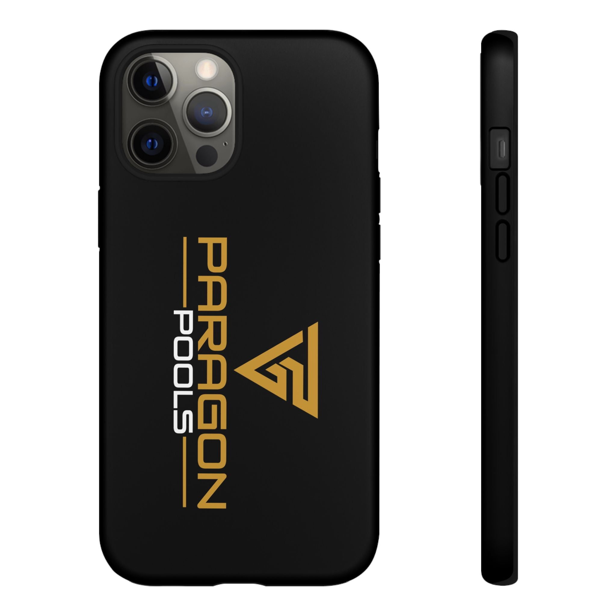 Paragon Pools Tough Phone Case — Rugged Black Protective Cover with Gold Logo