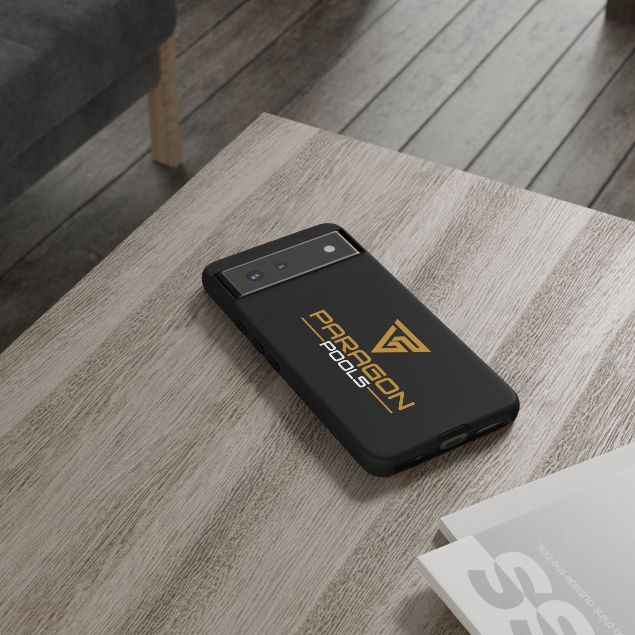 Paragon Pools Tough Phone Case — Rugged Black Protective Cover with Gold Logo