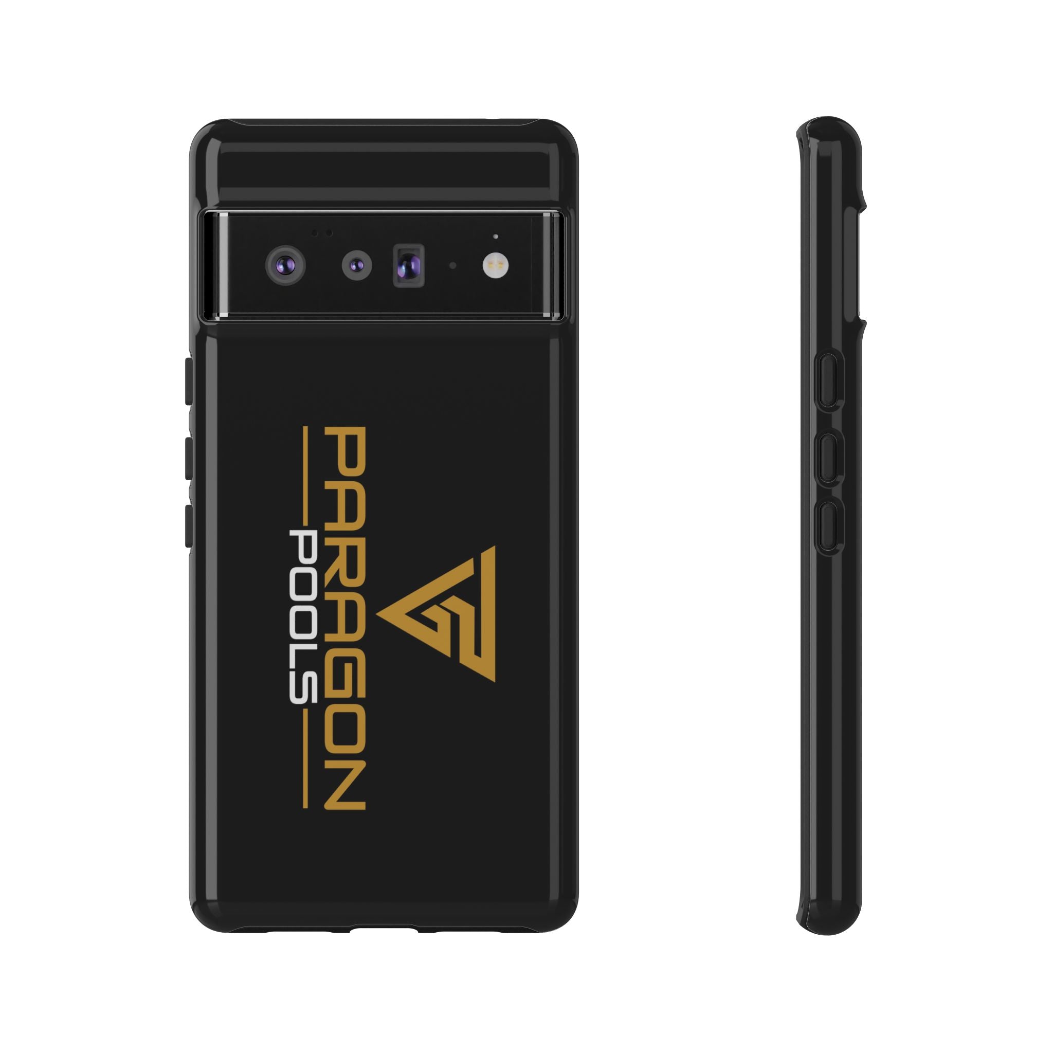 Paragon Pools Tough Phone Case — Rugged Black Protective Cover with Gold Logo