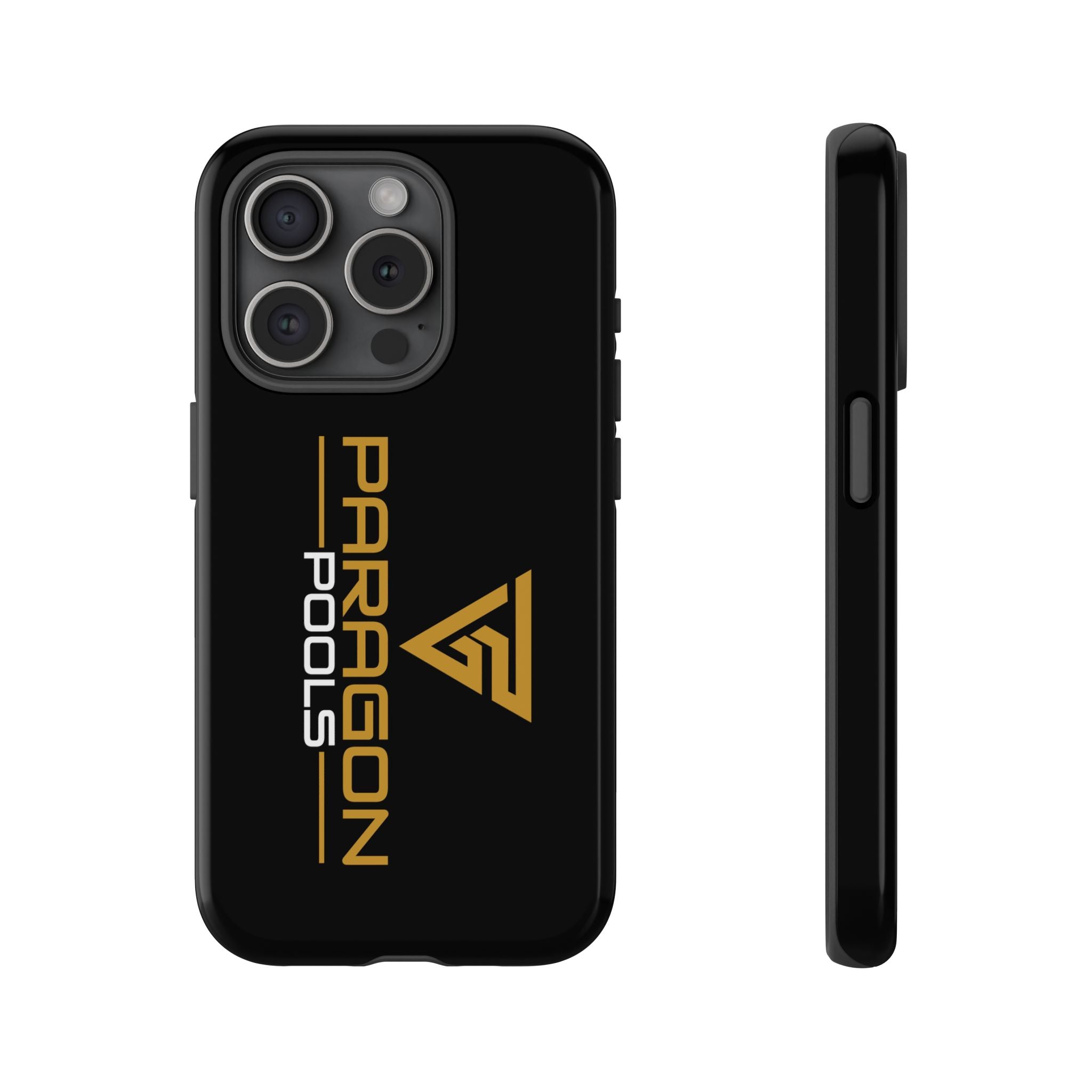 Paragon Pools Tough Phone Case — Rugged Black Protective Cover with Gold Logo