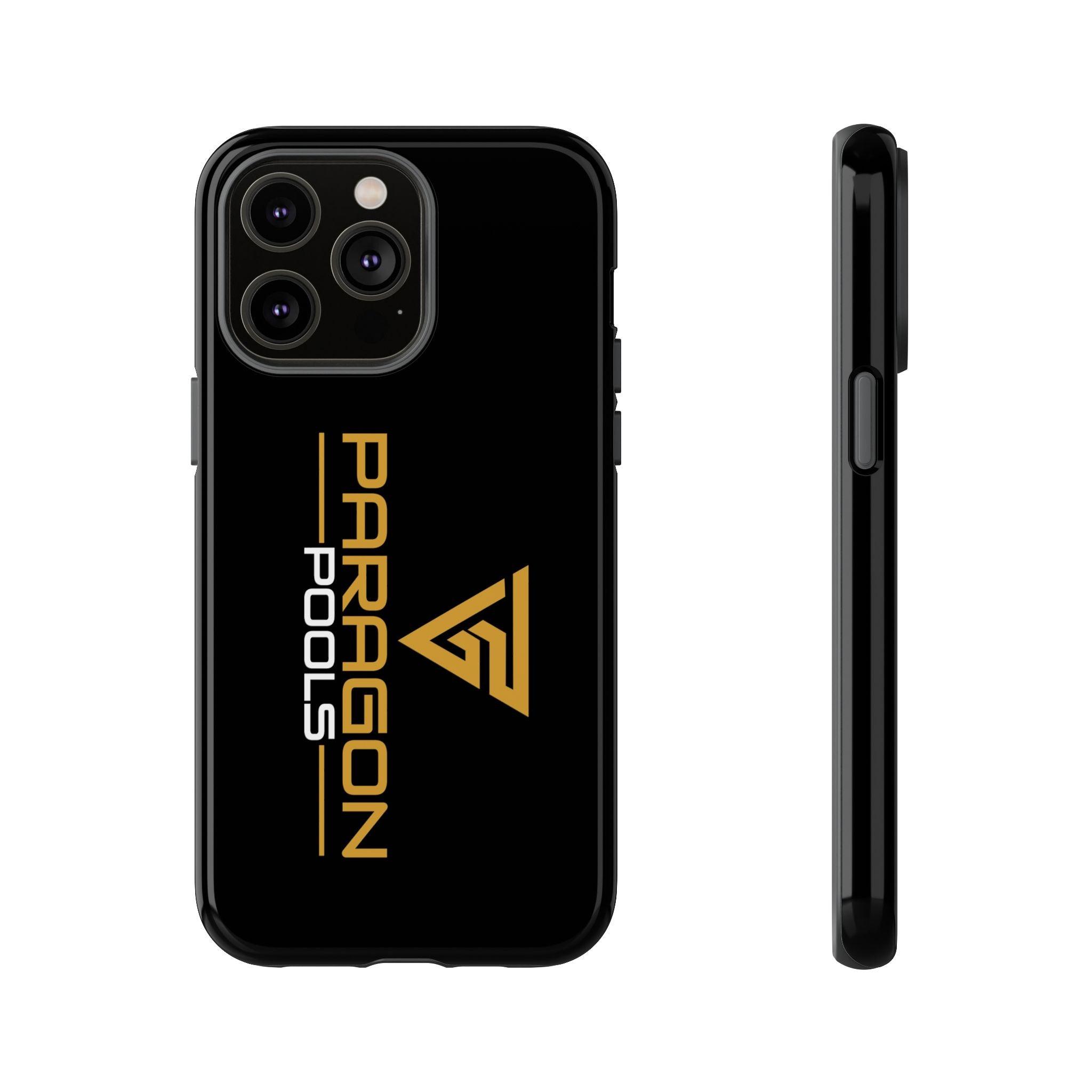 Paragon Pools Tough Phone Case — Rugged Black Protective Cover with Gold Logo