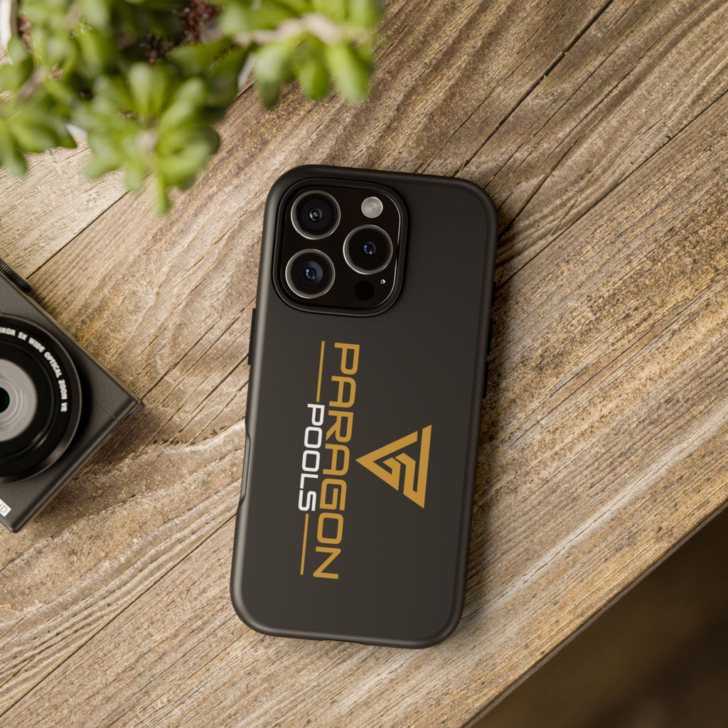 Paragon Pools Tough Phone Case — Rugged Black Protective Cover with Gold Logo