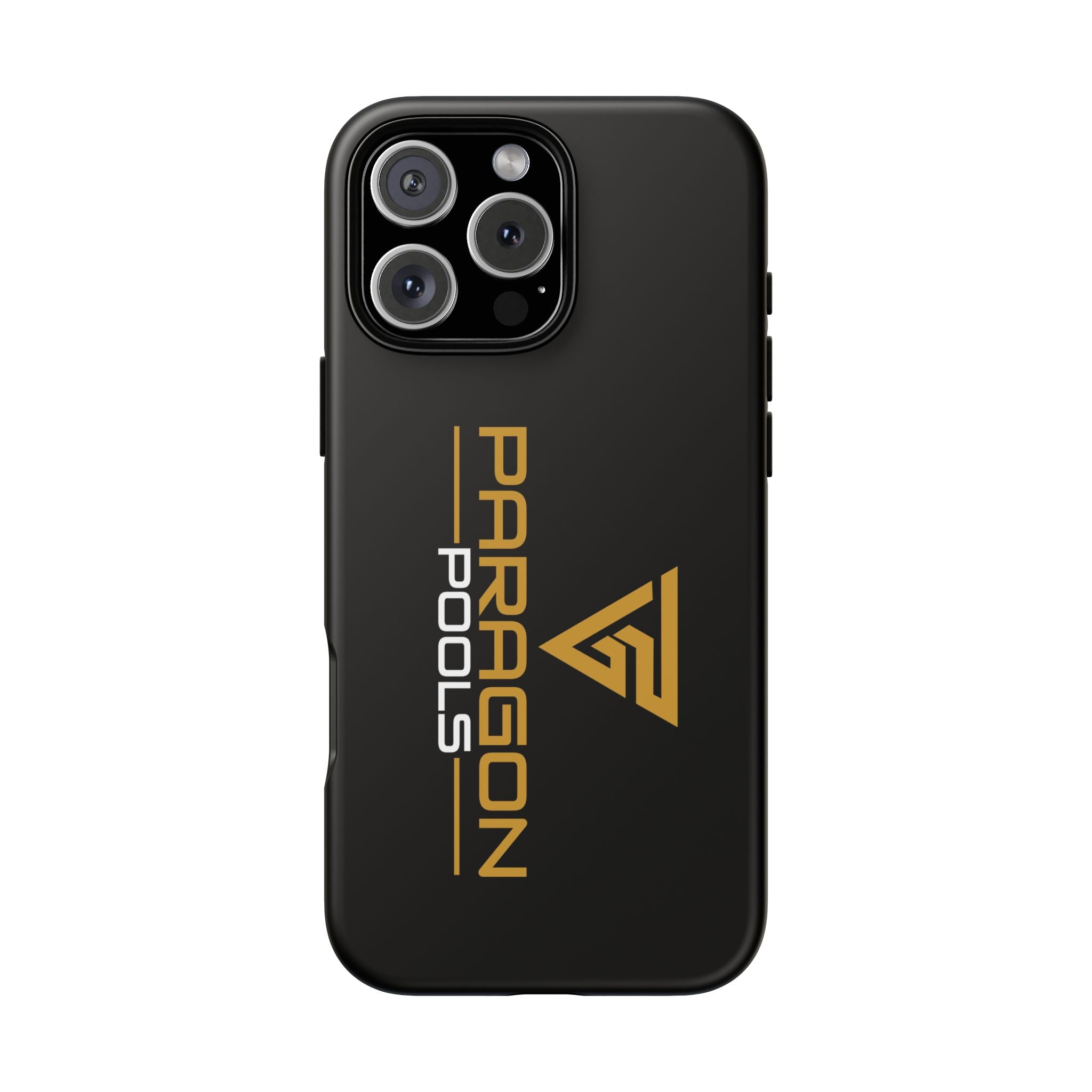Paragon Pools Tough Phone Case — Rugged Black Protective Cover with Gold Logo