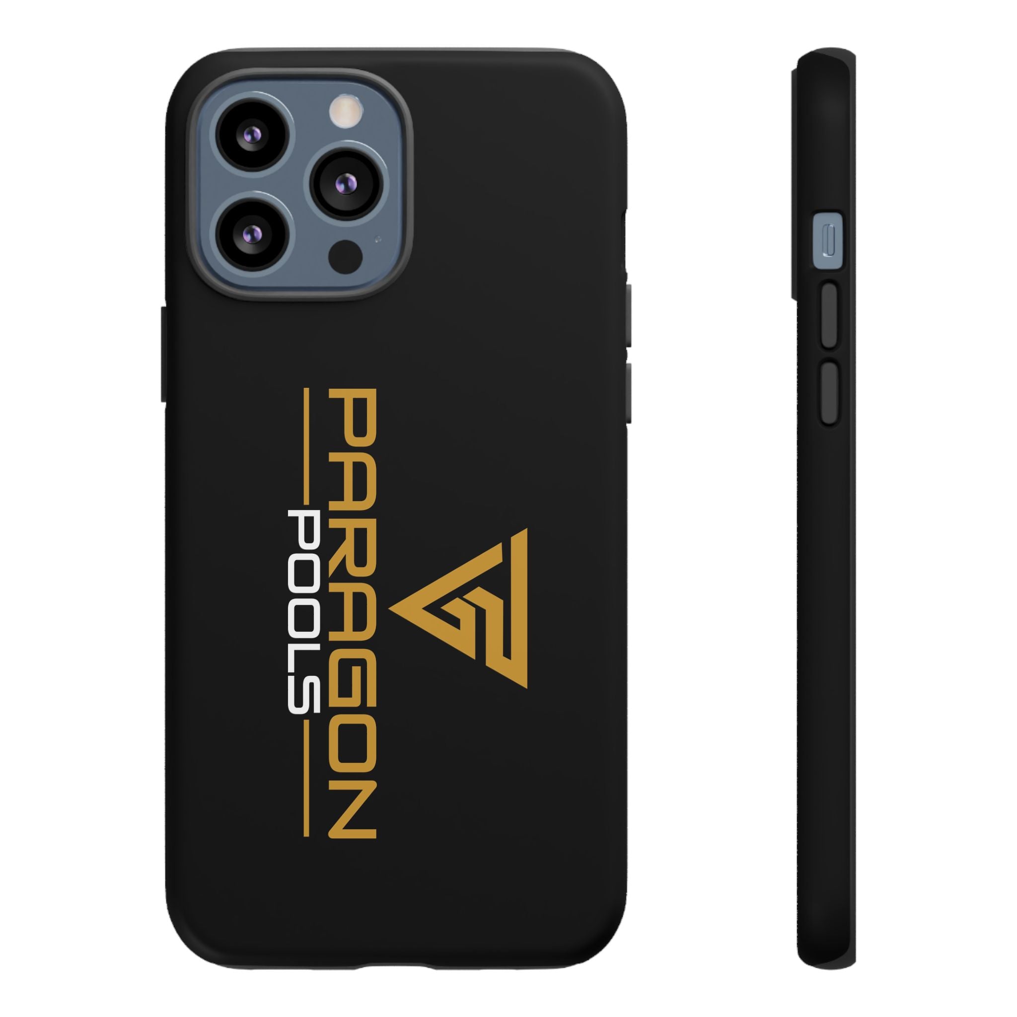 Paragon Pools Tough Phone Case — Rugged Black Protective Cover with Gold Logo