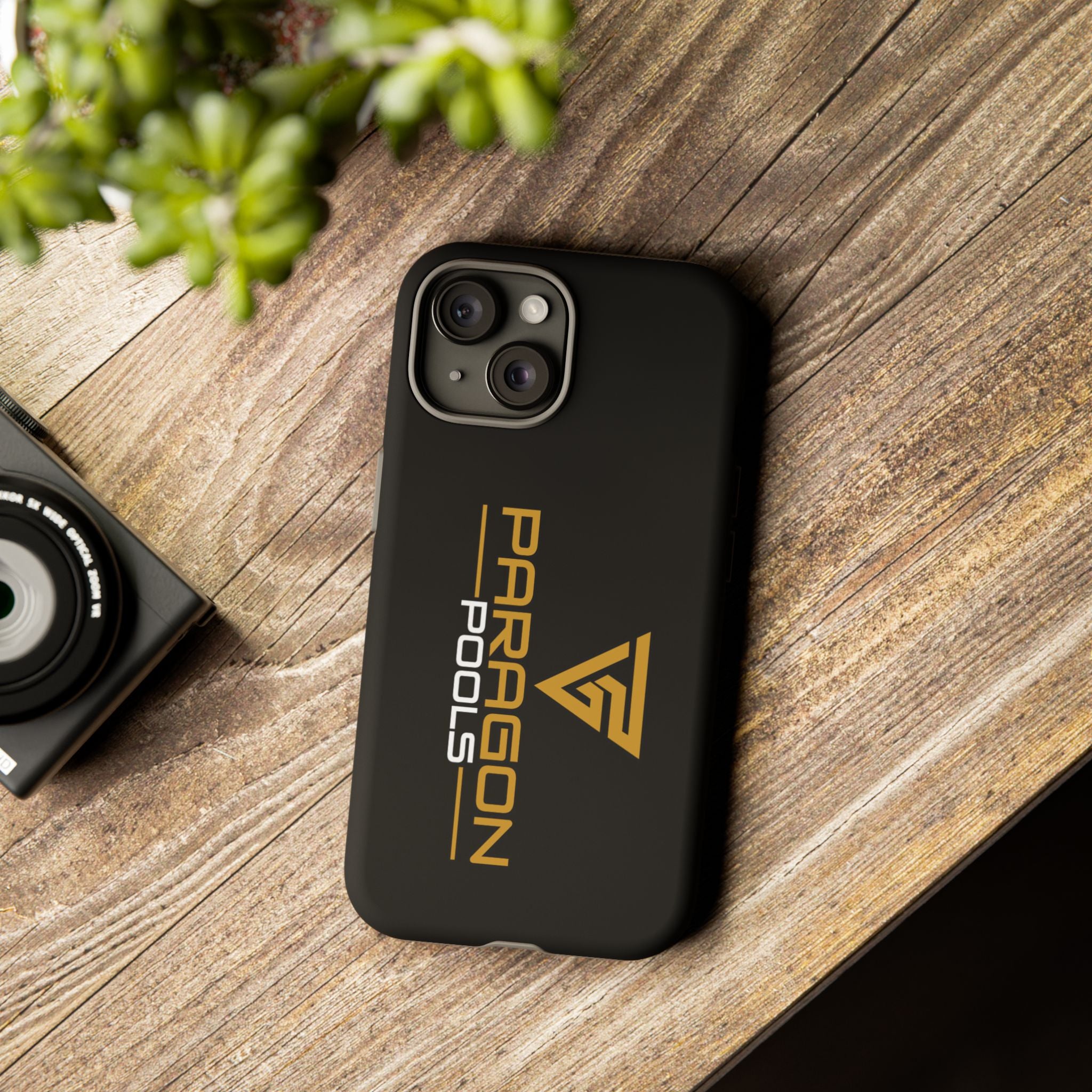 Paragon Pools Tough Phone Case — Rugged Black Protective Cover with Gold Logo